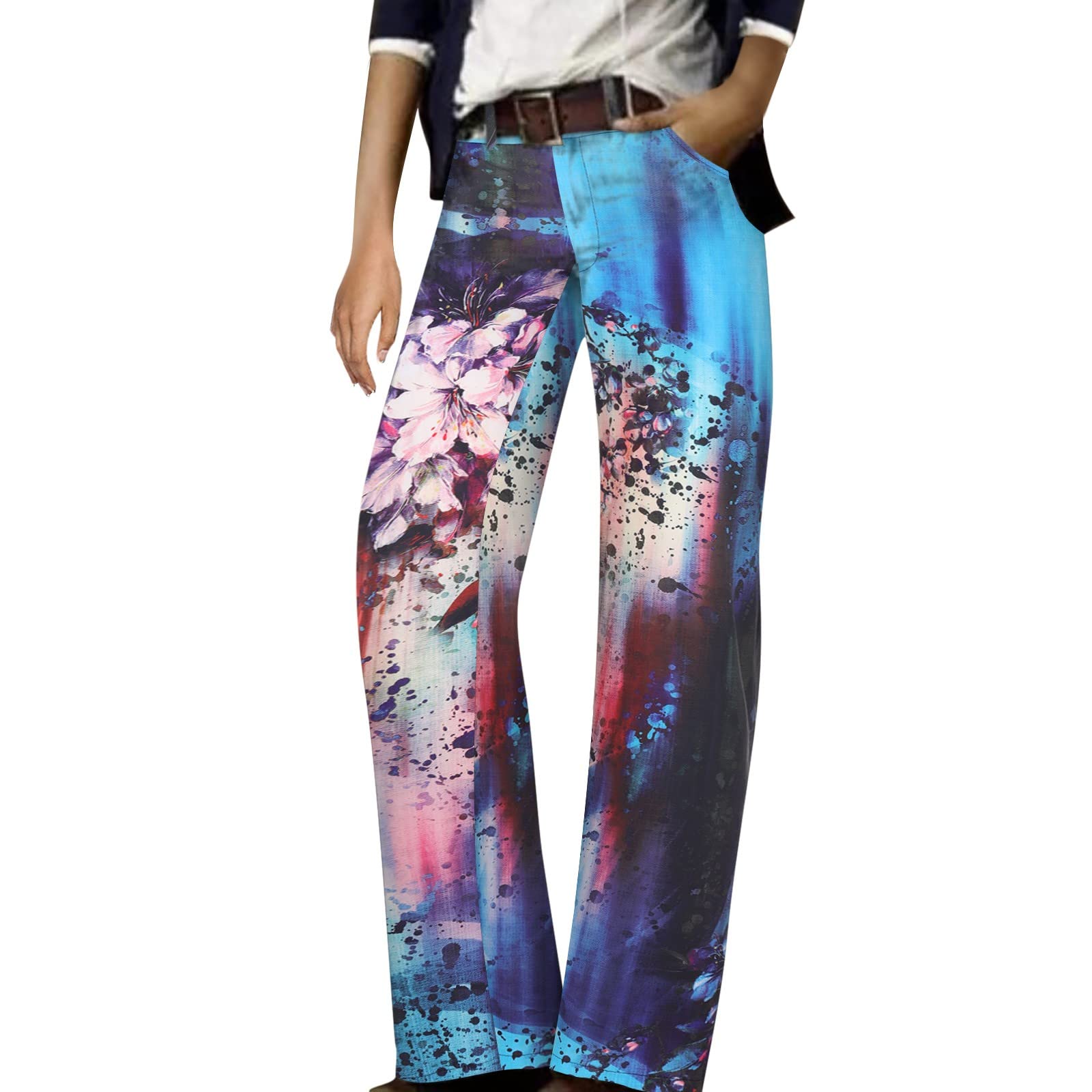 Boho Pants for Women - Fashionable Printed Casual Loose Trousers with Comfortable Straight Leg Fit | Perfect for Yoga, Beach, and Everyday Wear