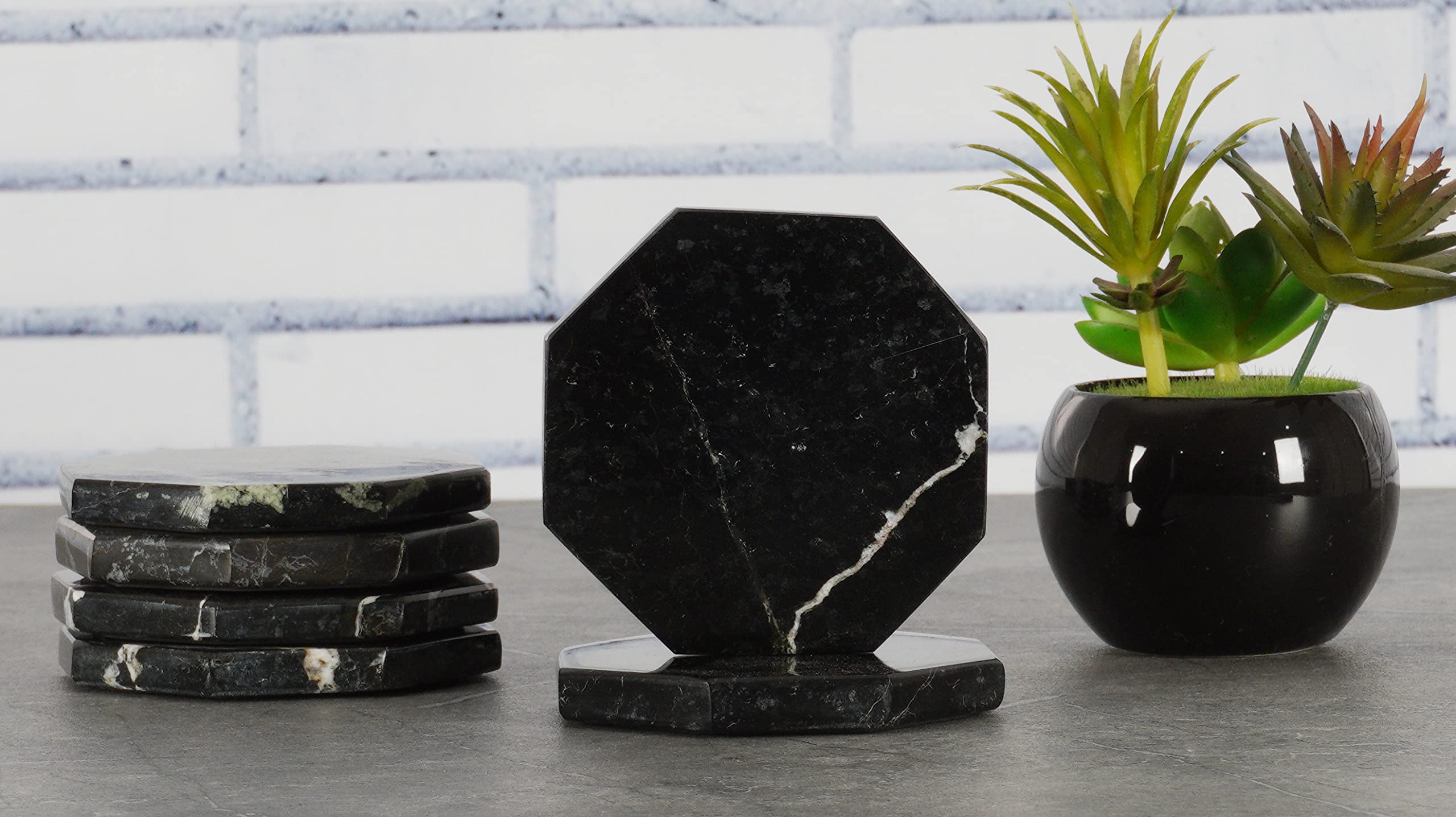 Premium Black Marble Coasters Set of 6 - 3.5