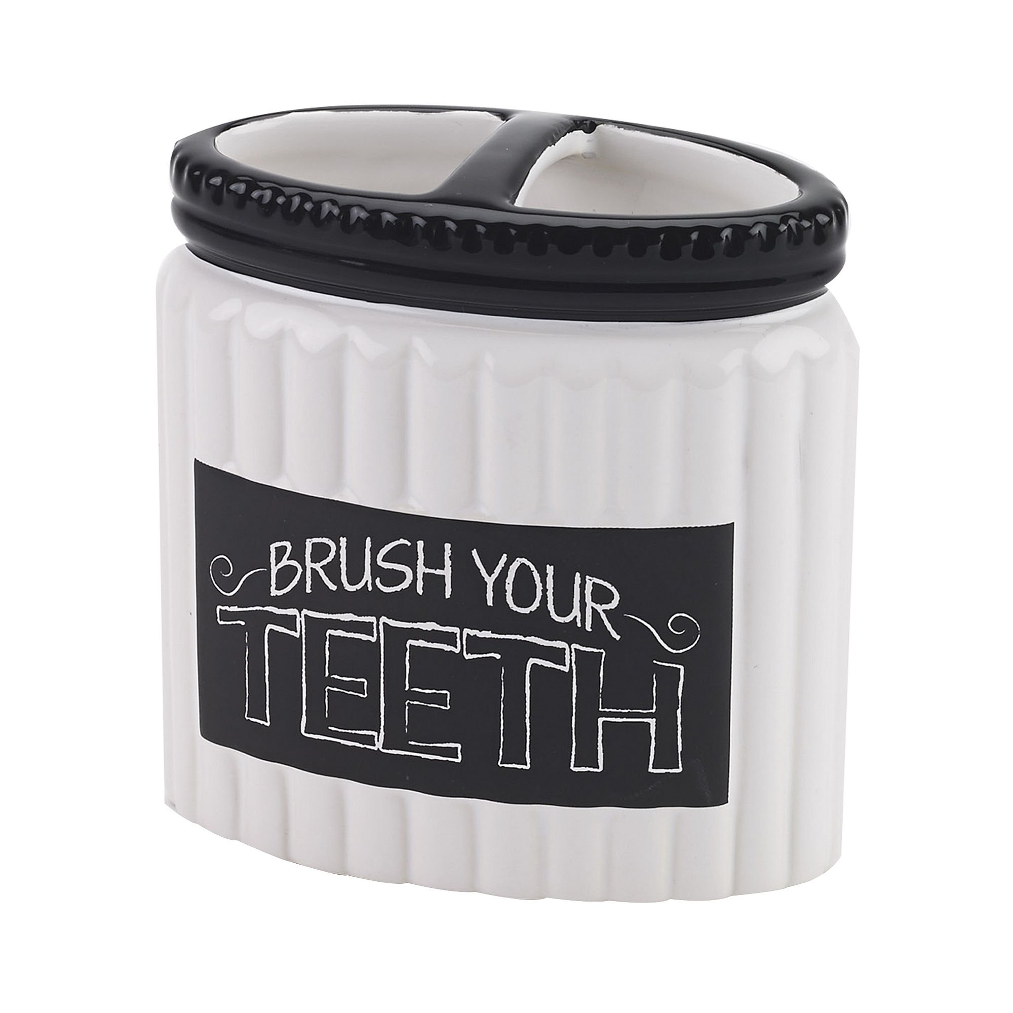 Avanti Linens Toothbrush Holder - Modern Bathroom Countertop Organizer with Non-Slip Base, Water-Resistant Design for Home & Travel (Chalk It Up Collection) | Perfect for Bathrooms, Vanities, Dorm Rooms & RV Use