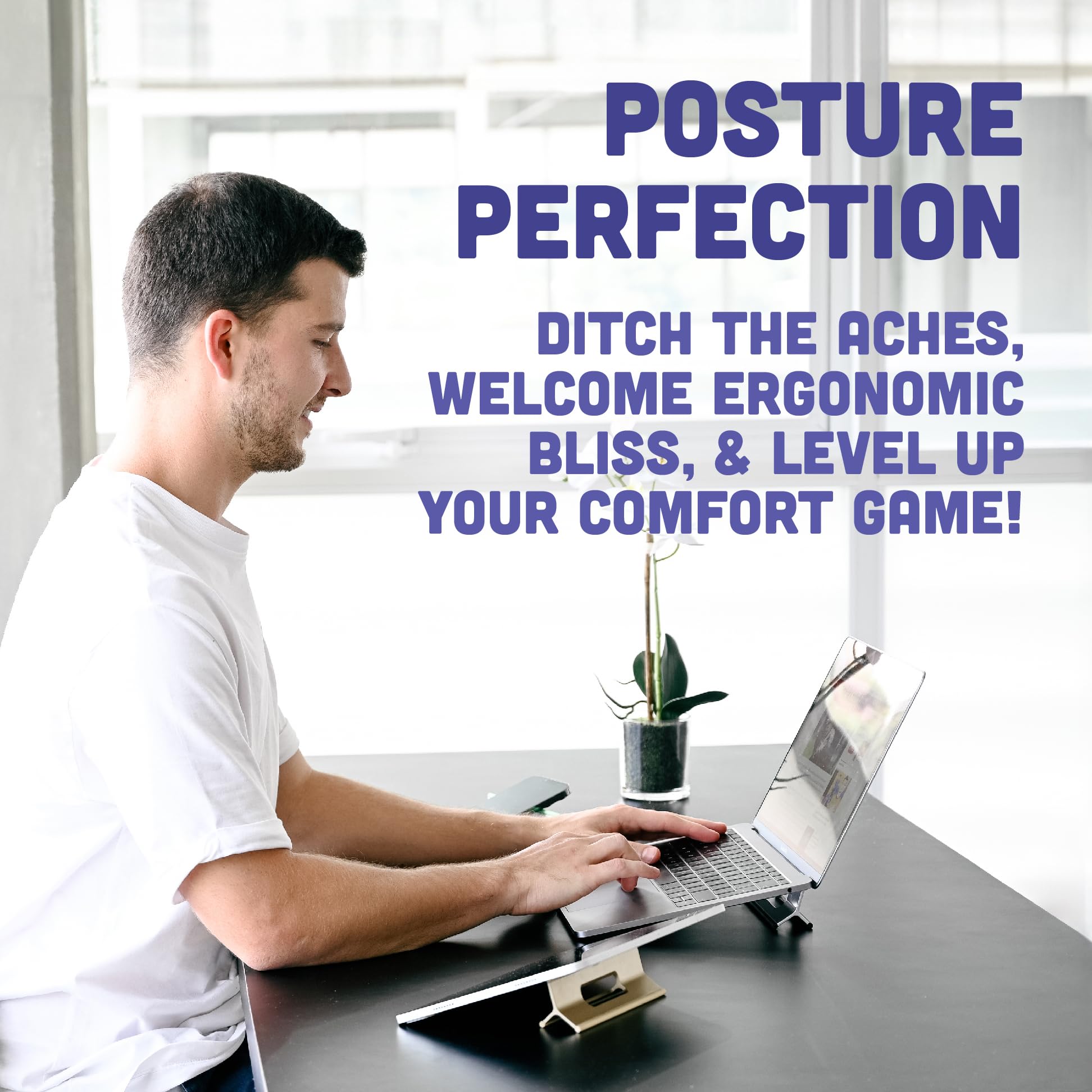 Steepy Adjustable Laptop Stand for Desk – 3 Height Ergonomic Laptop Riser – Portable Laptop Stand for Desk – Adjustable Height Laptop Stand for Home, Office, and Gaming