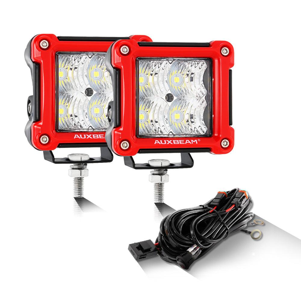 3 Inch LED Pod Lights - Spot/Flood Beam & Rear Roof Reversing Light with Brackets for 2013-2021 Polaris Ranger 570/800/900/900XP/1000/1000XP - Perfect for Off-Roading, Hunting & Night Driving