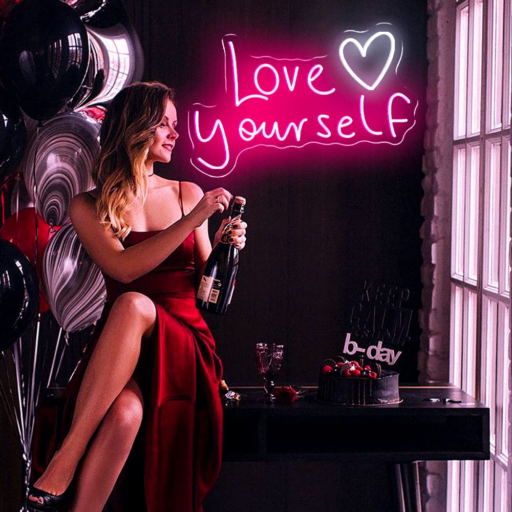 Pink Love Yourself LED Neon Sign - 21.3x14.2