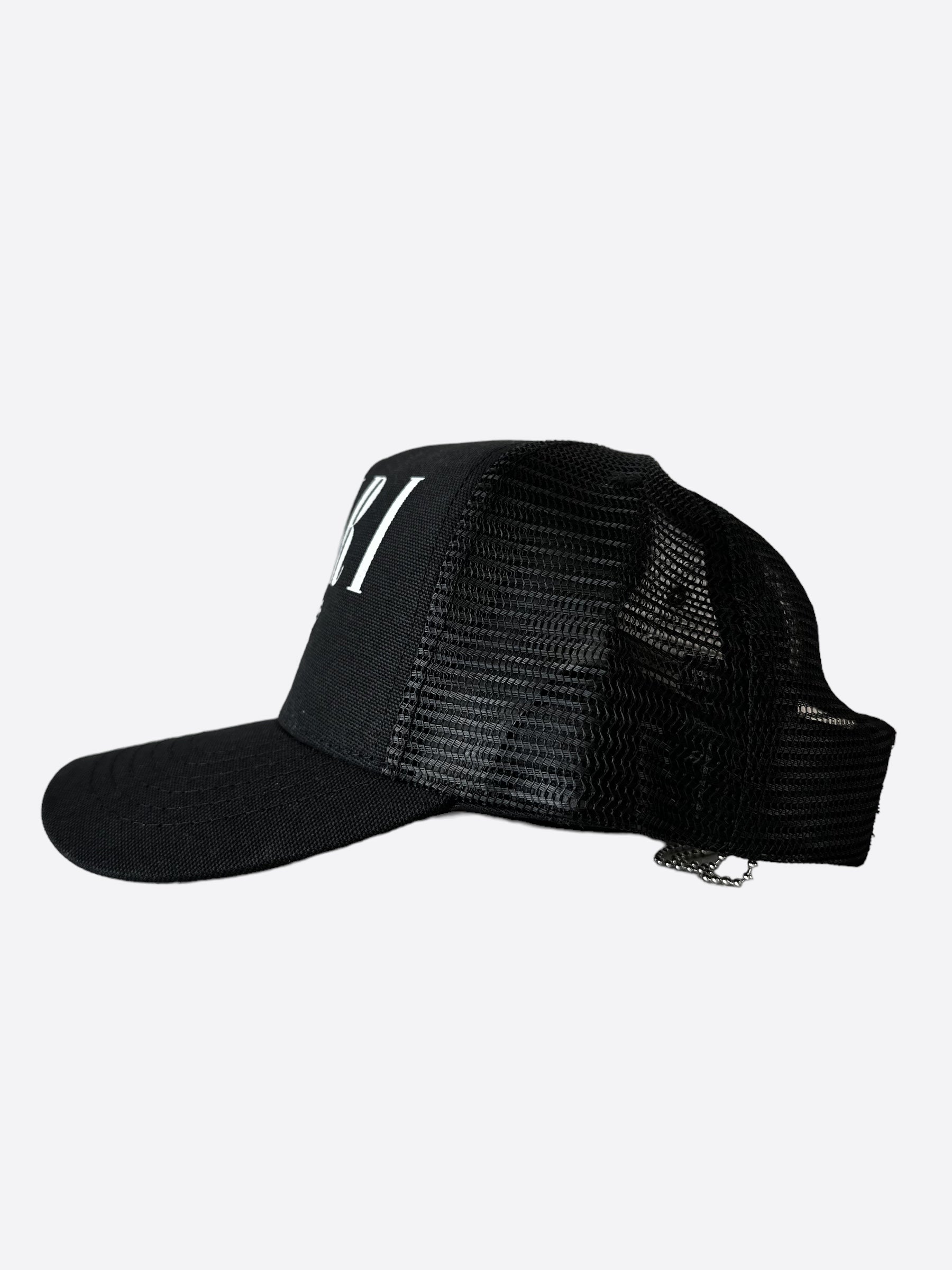 Amiri Black & White Rabbit Core Logo Trucker Hat - Stylish Snapback Cap for Men & Women - Perfect for Streetwear, Casual Outfits & Outdoor Adventures