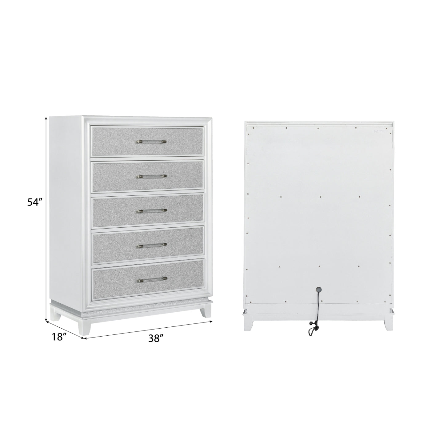 Roundhill Furniture Galaxy Bedroom Set with LED Lights - Pearlized White Finish, Modern Bed Frame with Nightstand & Dresser - Perfect for Contemporary Bedrooms & Teen Rooms