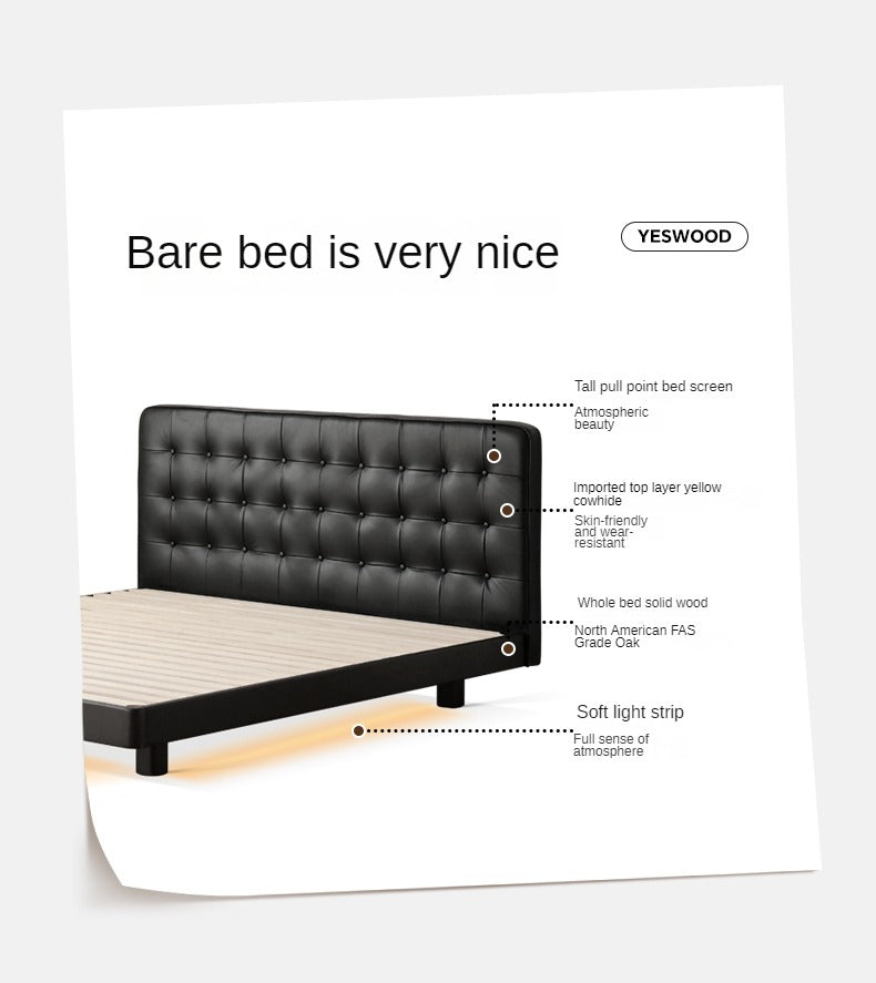 Premium Black Leather Suspension Bed - Luxurious & Durable for Bedroom, Guest Room, or Dorm - Enhances Comfort & Style