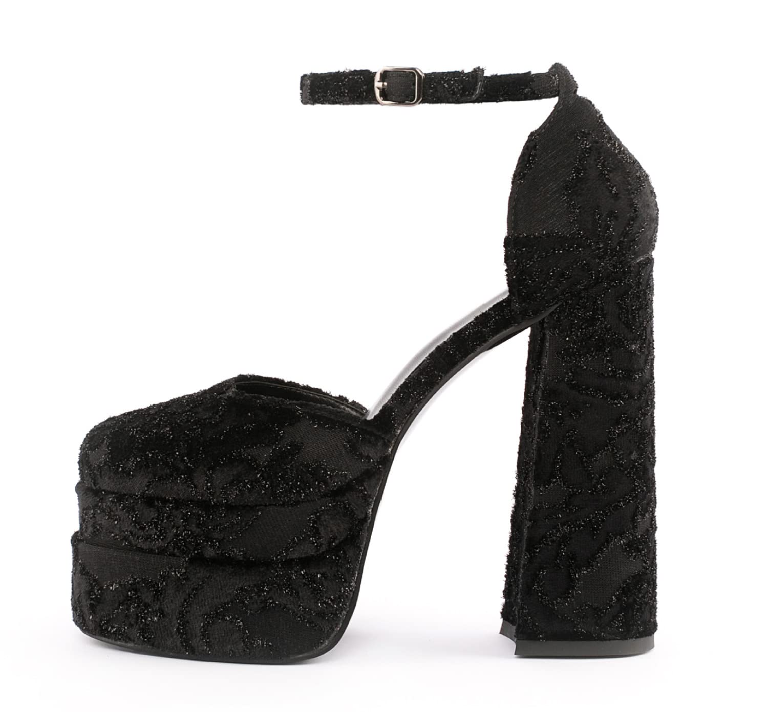 Goolita Women's Platform Wedge Pumps - Embroidered Chunky Heels with Ankle Strap | Elegant Party & Wedding Dress Shoes for Women | Perfect for Evening Events, Dances & Special Occasions