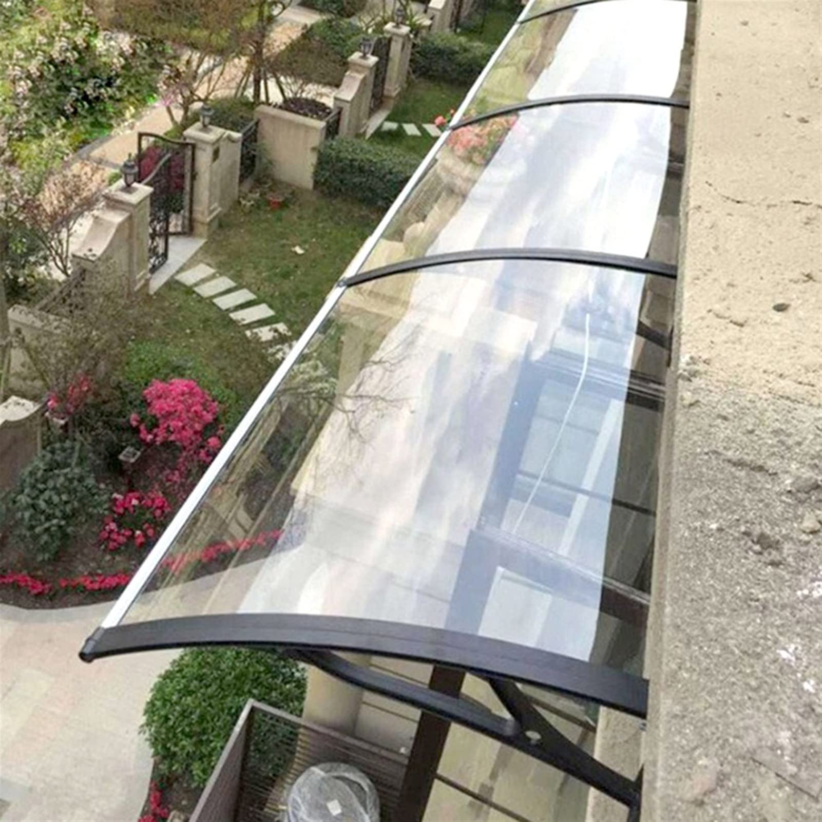 Clear Polycarbonate Door Canopy Awning 60x80cm - Waterproof Patio Cover, DIY Window Shelter with Low Noise Rain Protection for Home, Garden, and Outdoor Use