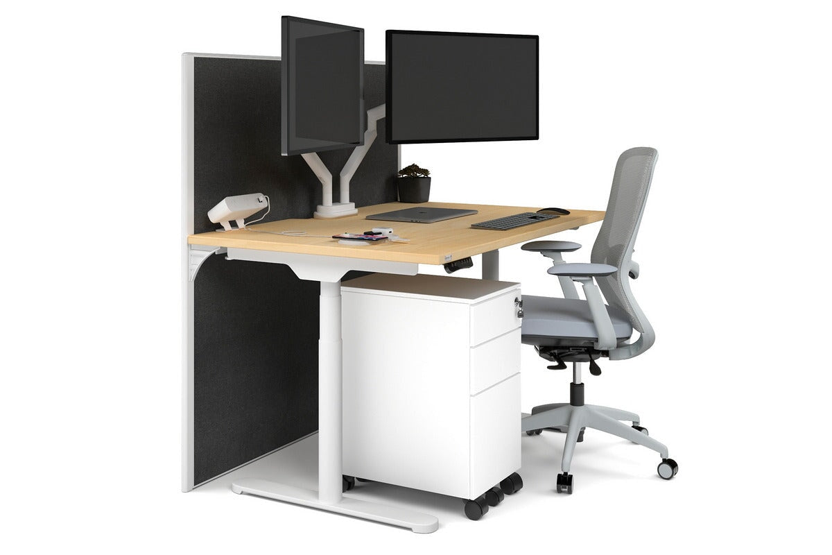 Flexi Premium Height Adjustable Single Workstation Desk - 1200L x 800W with Cable Management Scallop | Ergonomic Standing Desk for Home Office & Workspace