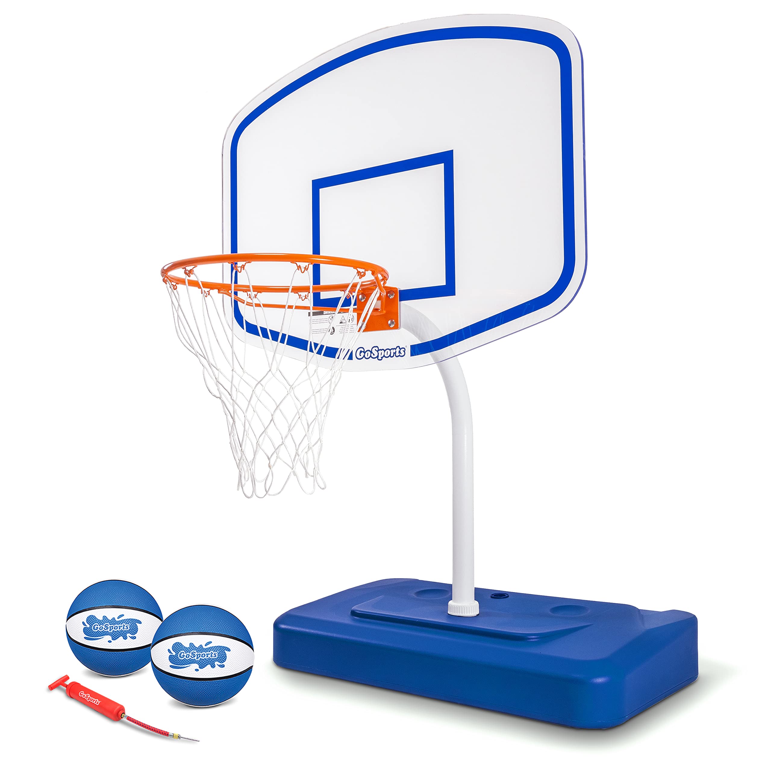 GoSports Splash Hoop Elite - Adjustable Height Pool Basketball Hoop with Water Weighted Base, Regulation Steel Rim & 2 Pool Basketballs - Perfect for Backyard, Beach & Summer Water Games