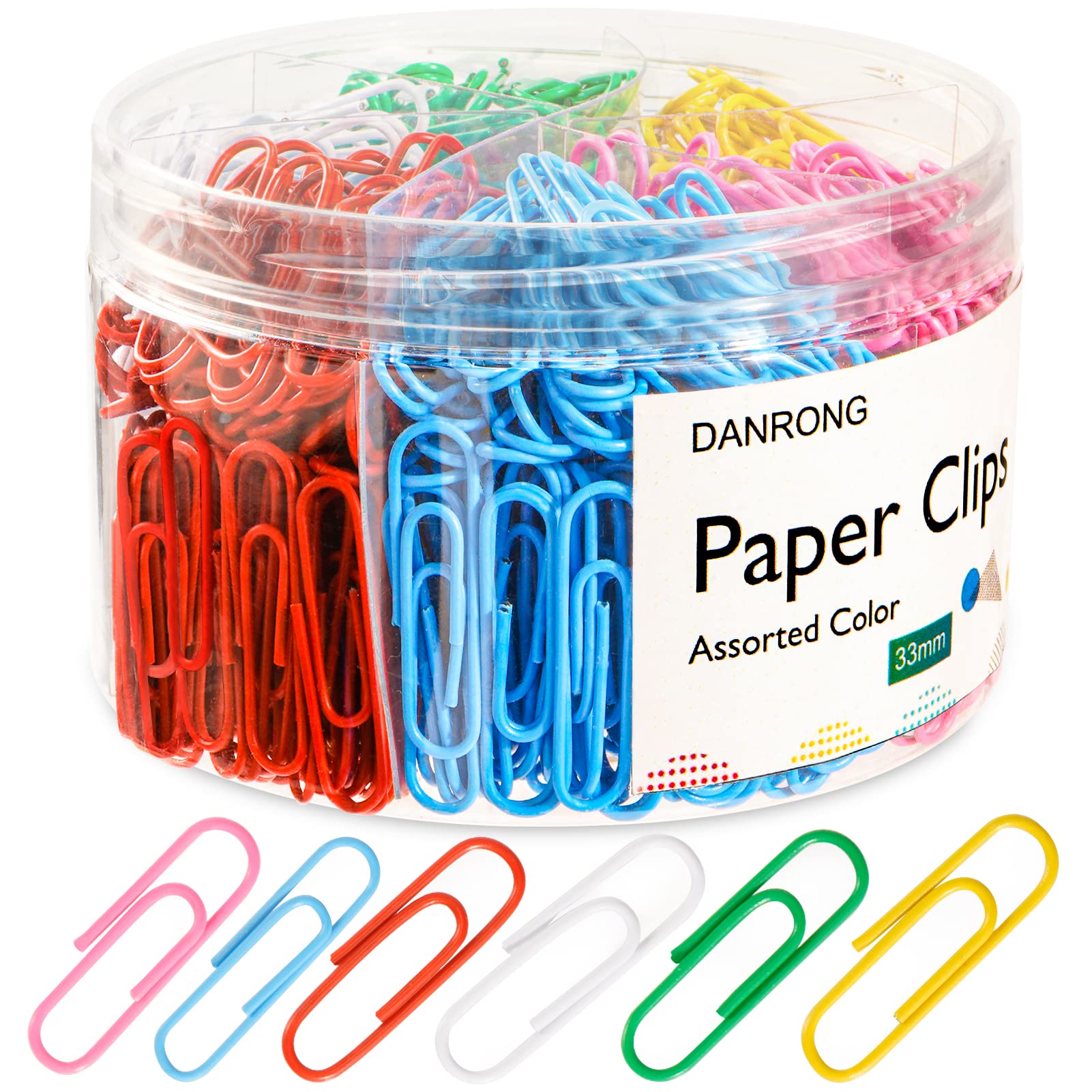 560 Pcs Colorful Paper Clips - 1.3 Inch (33mm) Medium Size Bulk Office & School Supplies - Perfect for Organizing Documents, Notebooks, and Craft Projects