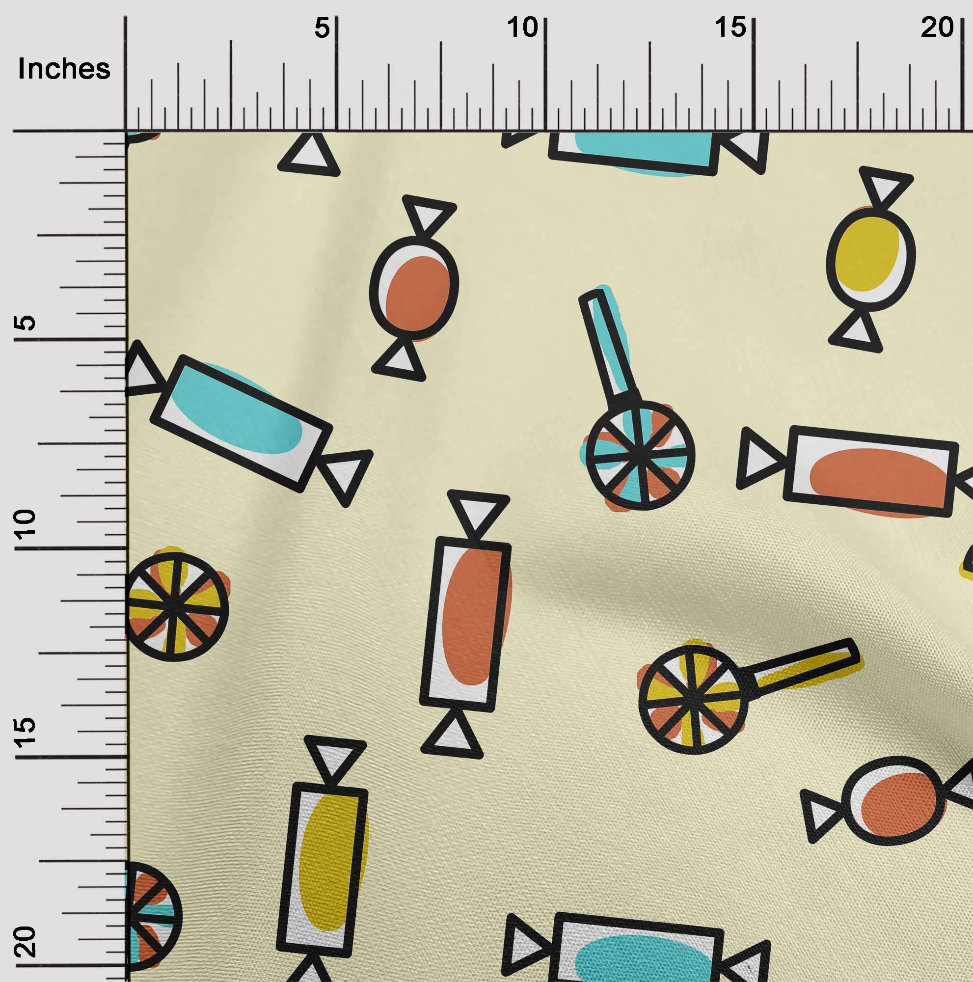oneOone Georgette Viscose Fabric - Pale Yellow Candy Stick Print - 42 Inch Wide Quilting & Sewing Material by The Yard - Perfect for Kids Clothing, DIY Crafts & Home Decor Projects