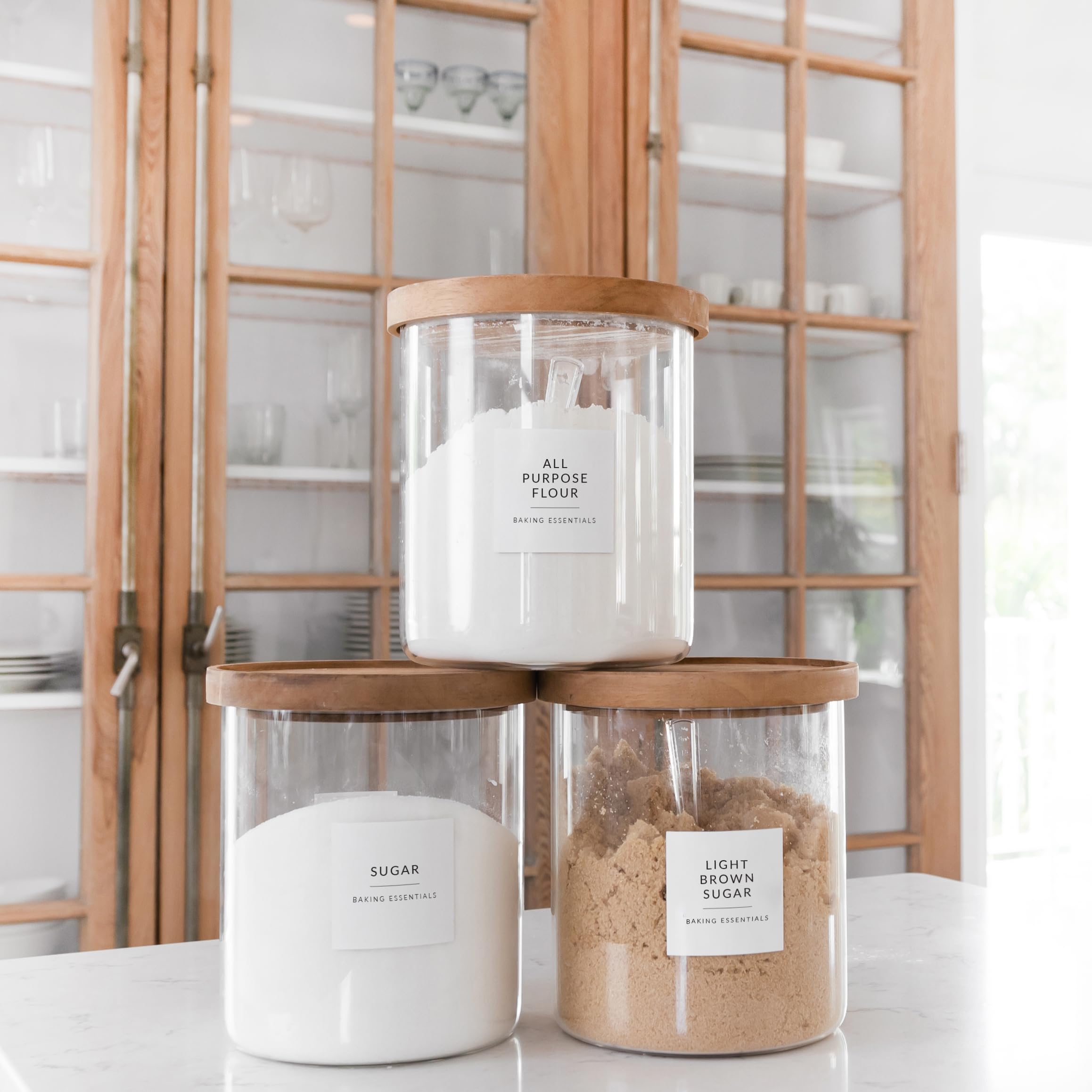 SAVVY & SORTED Minimalist Pantry Labels - 180 Waterproof Vinyl Stickers for Food Containers & Kitchen Organization | Perfect for Pantry, Spice Jars, Storage Bins & Home Decluttering