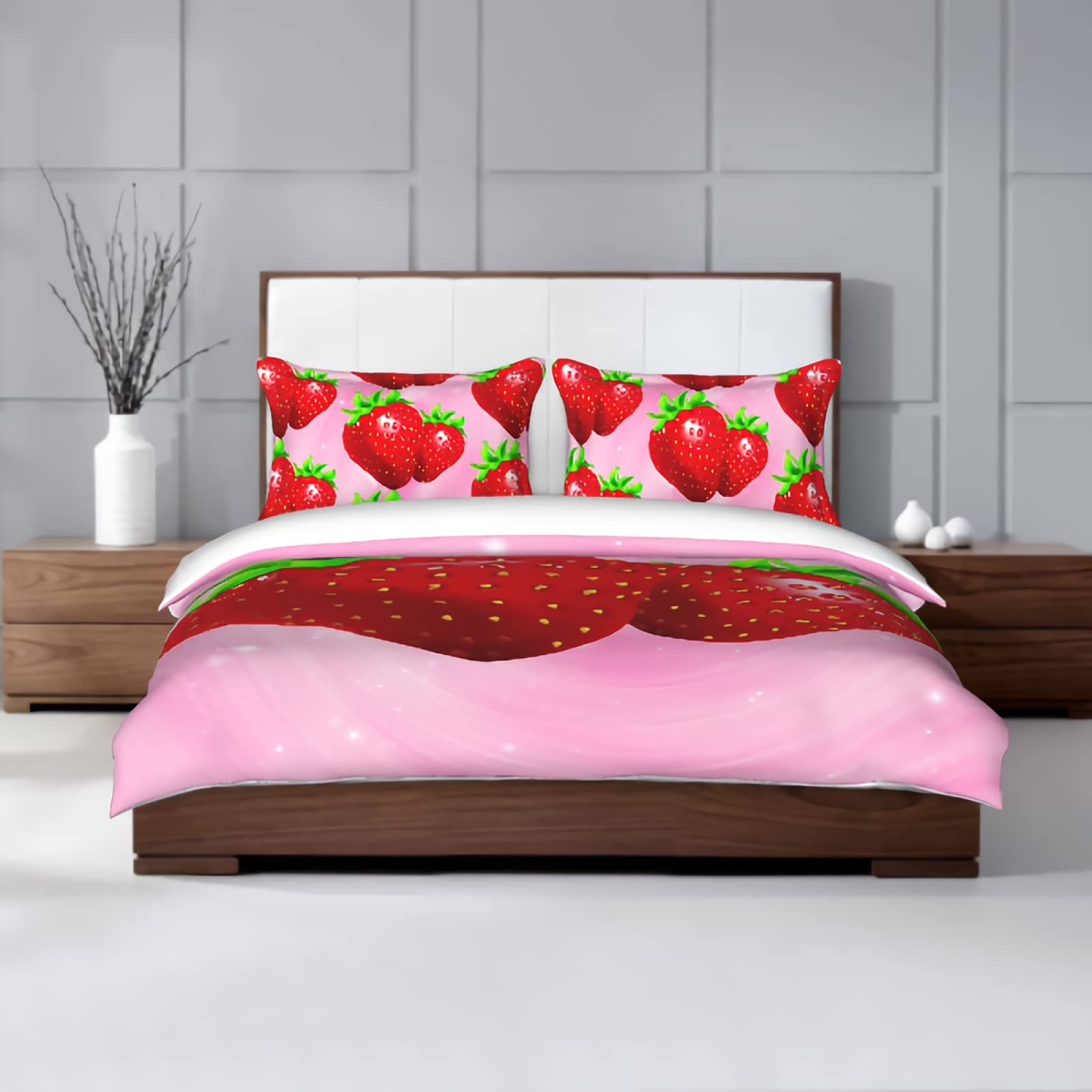 GREDBH Pink 3D Quilted Bedding Set - Microfiber 3 Piece Comforter Cover with 2 Pillowcases for Double Bed | Soft & Breathable | Perfect for Girls' Room, Guest Bedroom & Cozy Home Decor