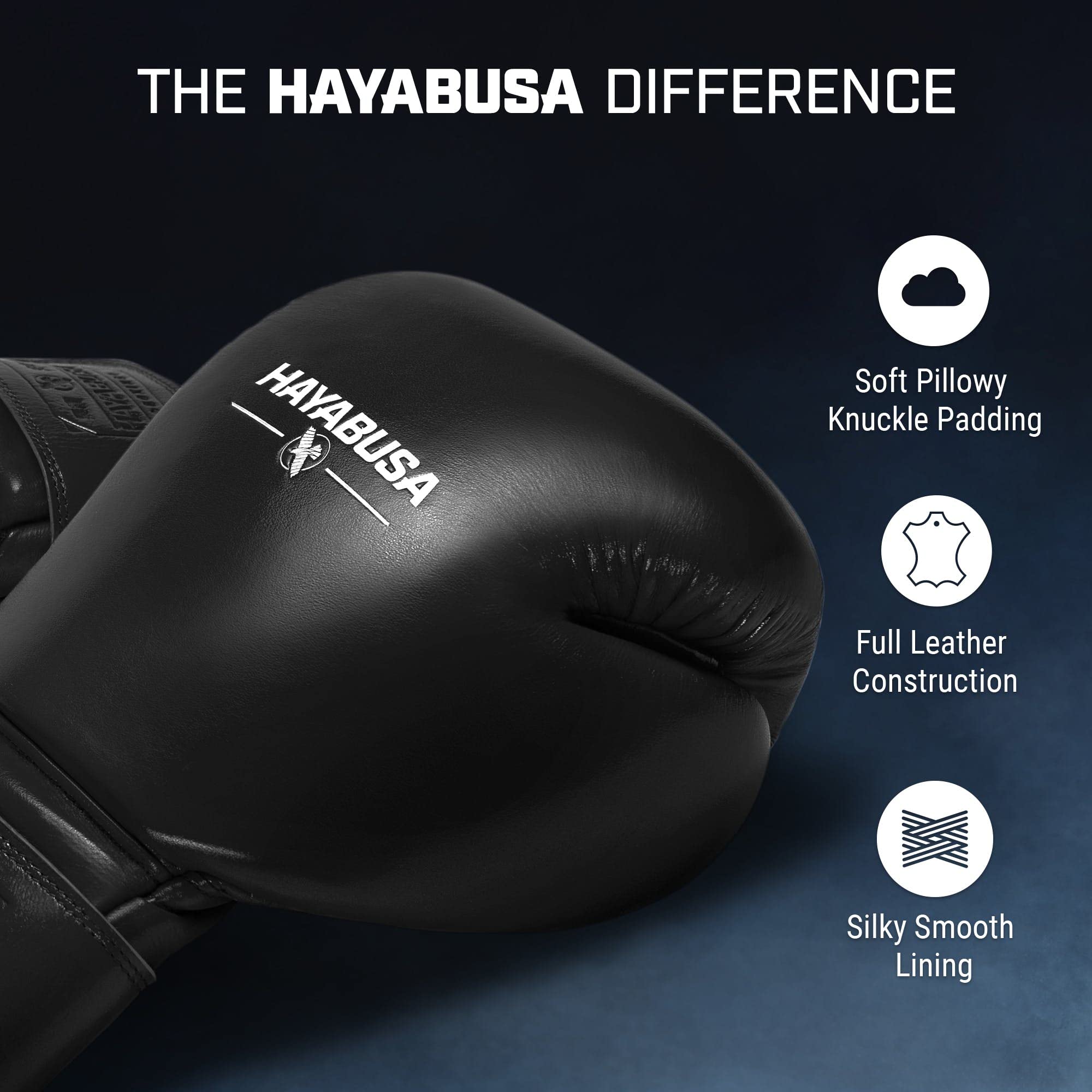 Hayabusa Pro Leather Hook & Loop Boxing Gloves for Men & Women - Premium Training Gloves for MMA, Kickboxing, Sparring & Fitness Workouts