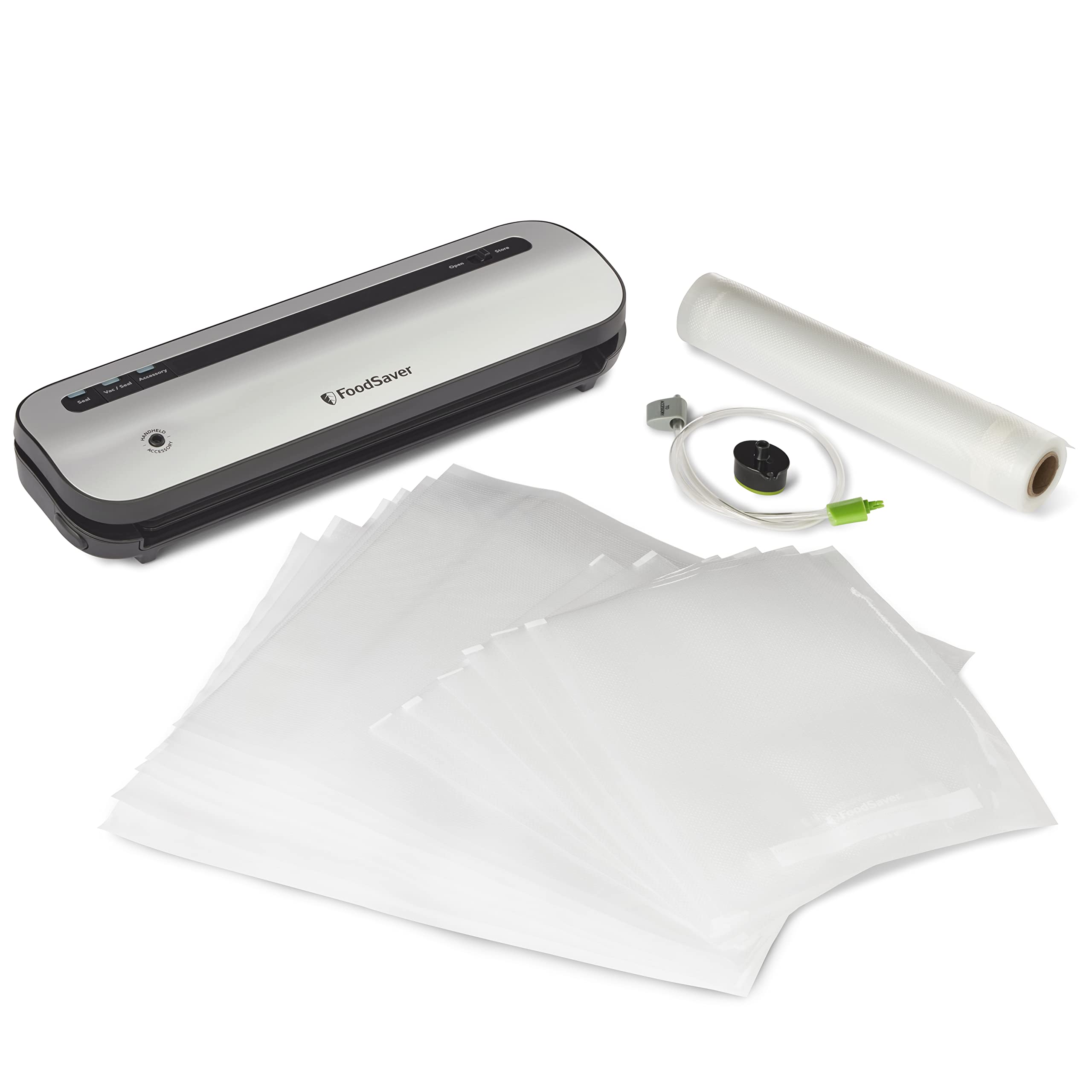 FoodSaver Compact Vacuum Sealer Machine with Bags & Rolls - Perfect for Meal Prep, Sous Vide & Food Storage | Space-Saving Kitchen Appliance