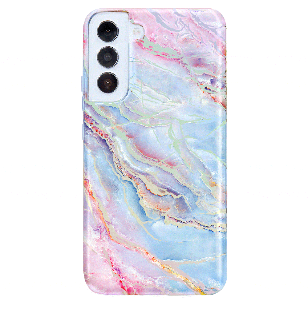 Holo Moonstone Marble Samsung Galaxy Phone Case - Protective Cover for Galaxy S21/S22/S23 Series - Stylish Glitter Design for Everyday Use & Special Occasions