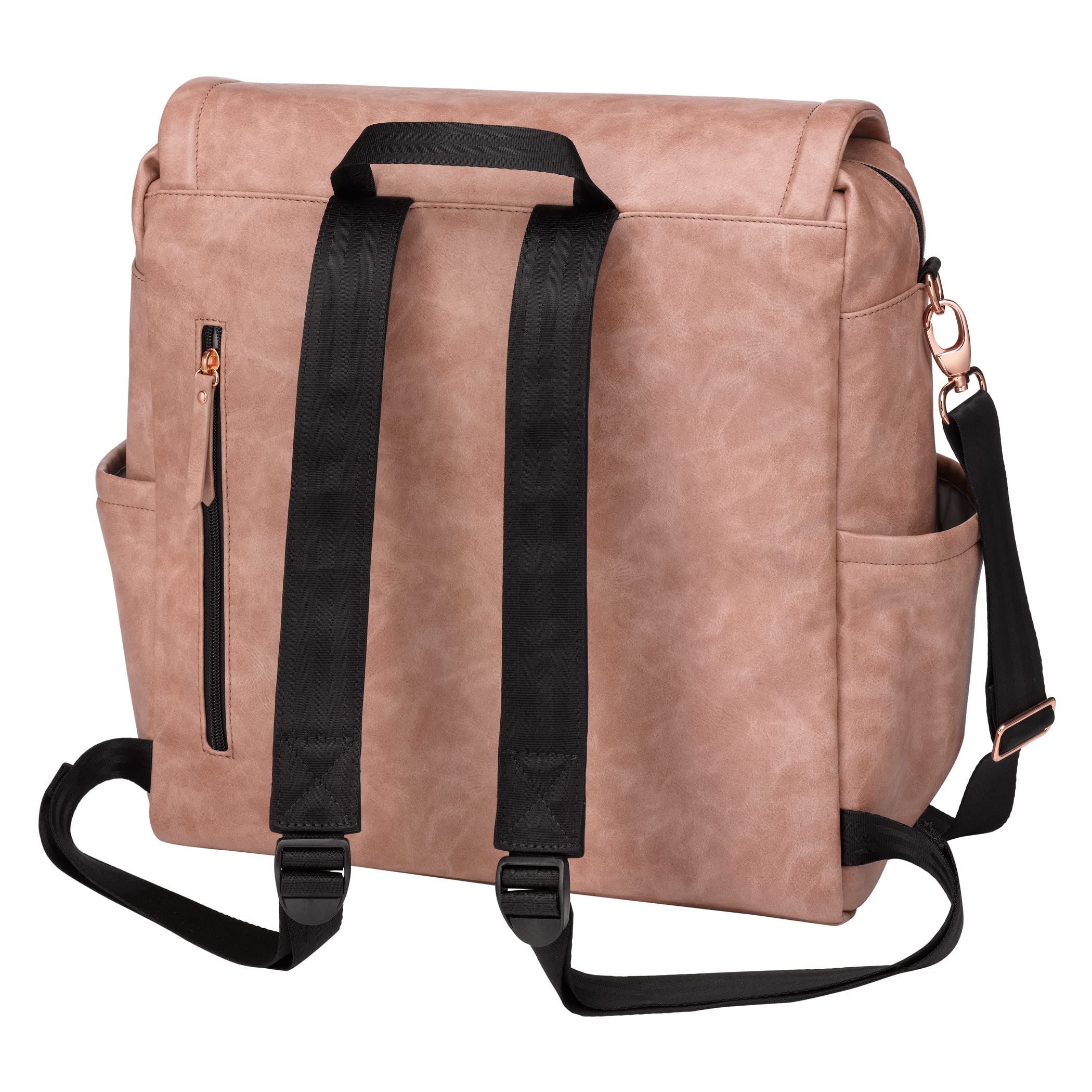 Petunia Pickle Bottom Boxy Backpack Diaper Bag - Stylish Spacious Baby Bag for On-The-Go Moms - Dusty Rose Leatherette - Perfect for Travel, Daycare & Everyday Use