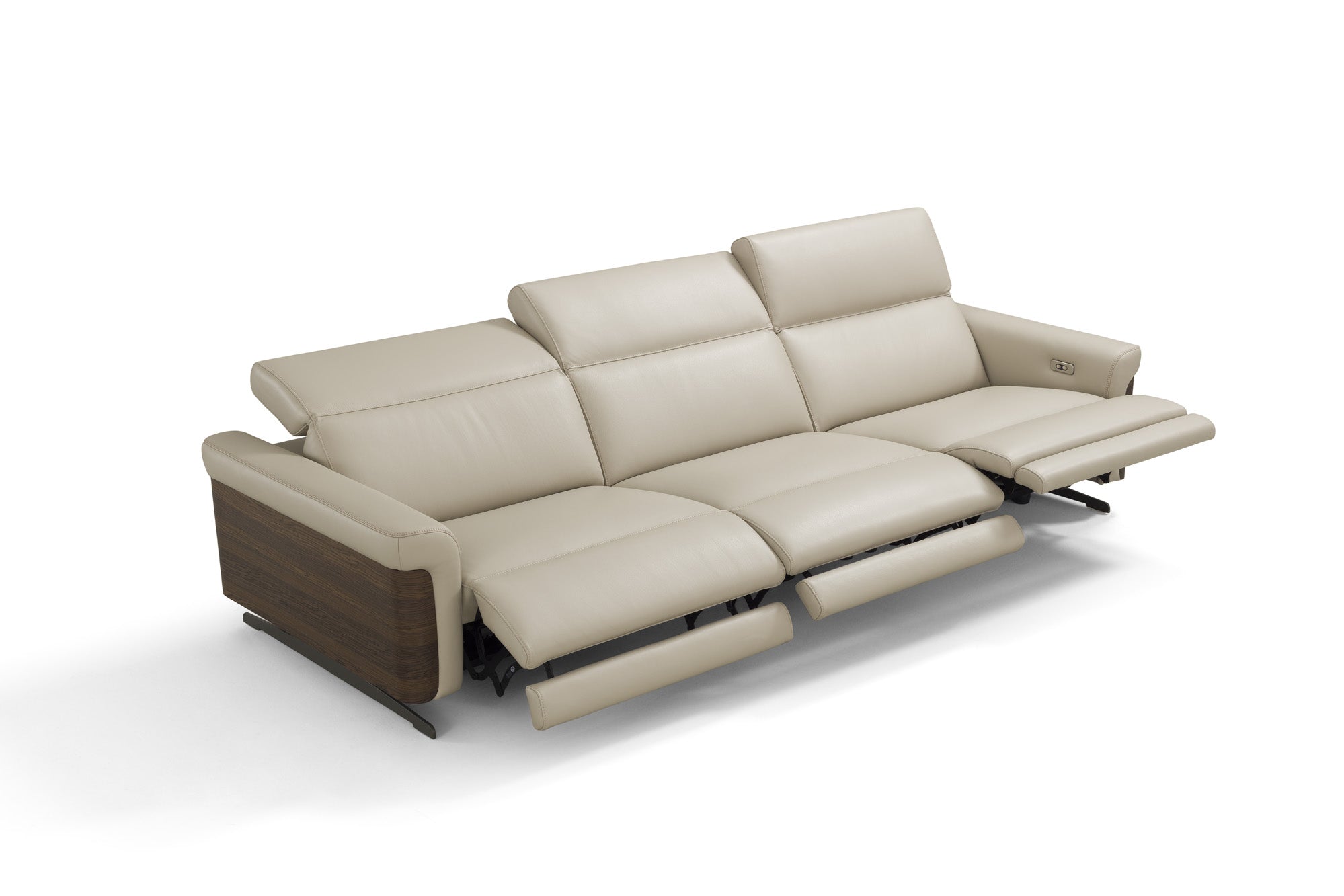 INCANTO I803 Extra Large Sofa 119L with Walnut Arm Accents & 3 Power Recliners – Premium Comfort for Living Room, Home Theater & Family Gatherings