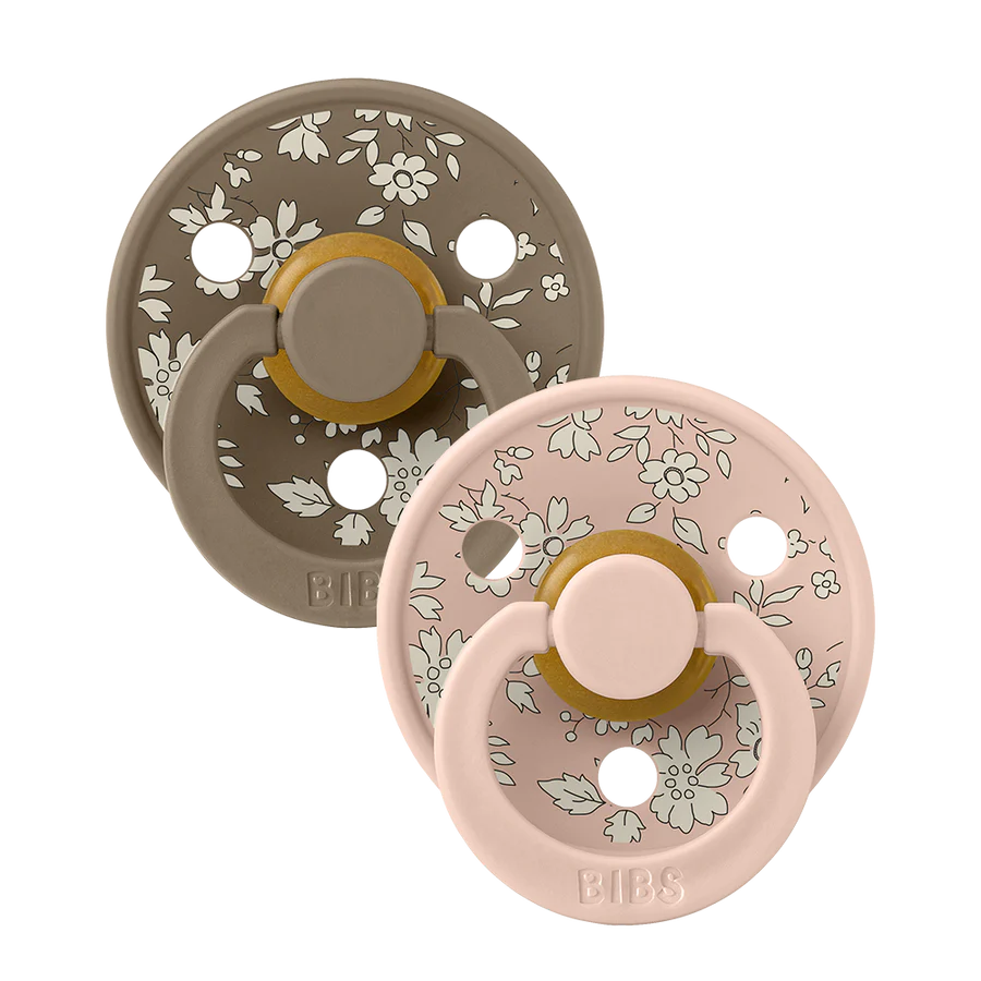 BIBS x Liberty London Round Pacifiers Twin Pack - Soft & Safe Baby Soothers for Daytime & Nighttime Comfort