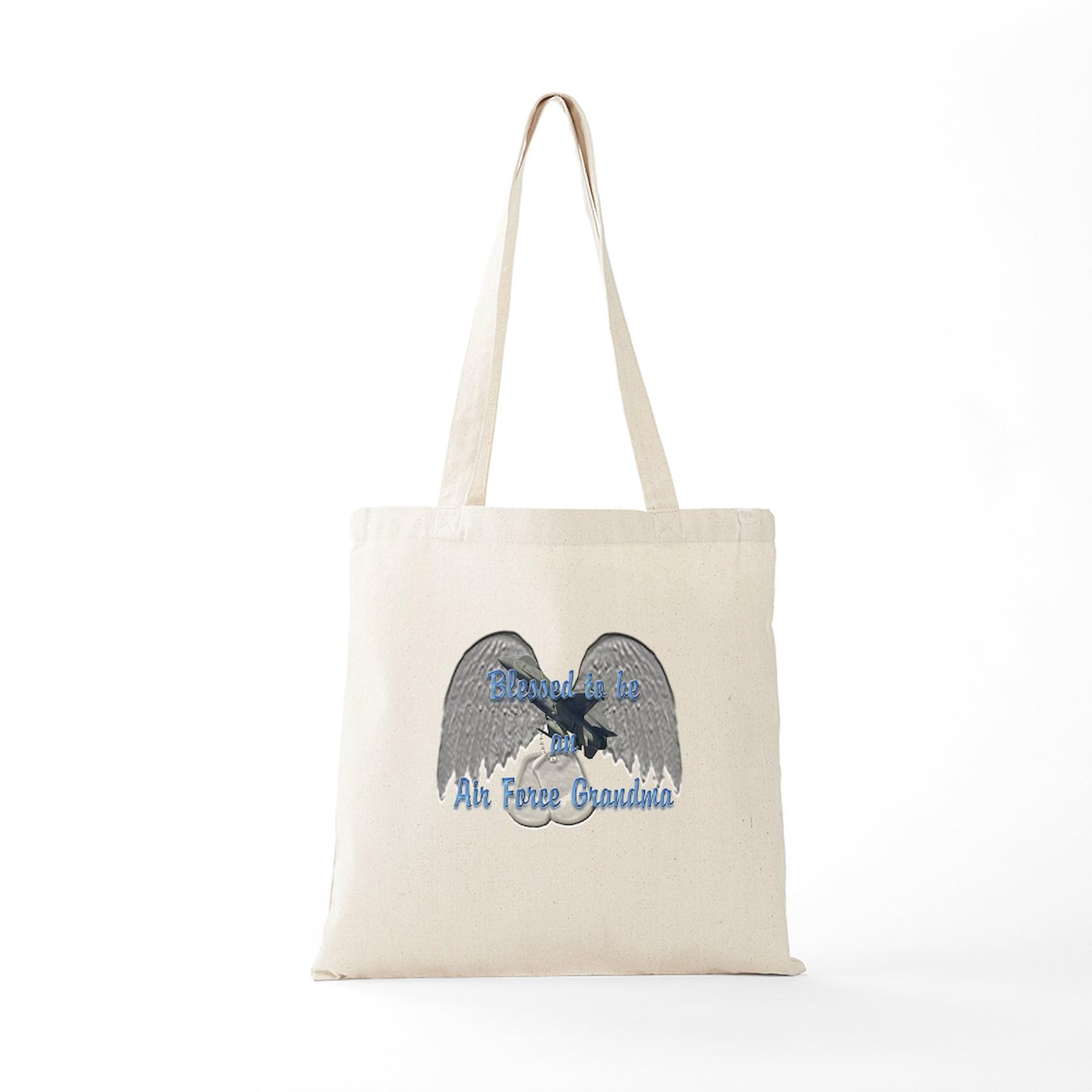 Blessed Air Force Grandma Tote Bag - Natural Canvas Reusable Shopping Bag for Military Families | Perfect for Groceries, Beach Trips & Proud Grandma Outings