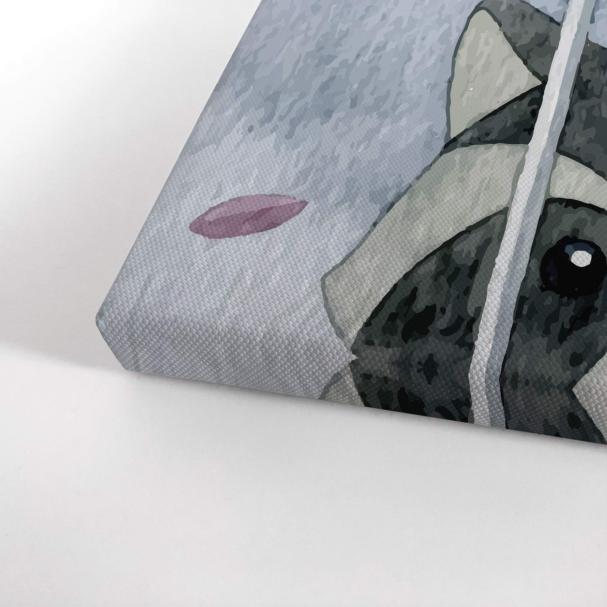 Smile Art Design Cute Raccoon Umbrella Painting - Gray Background Autumn Theme Canvas Print - Kids Room Decor, Nursery Wall Art - Ready to Hang 36x24 - Made in USA - Perfect for Baby Shower Gifts & Children's Bedroom Decoration