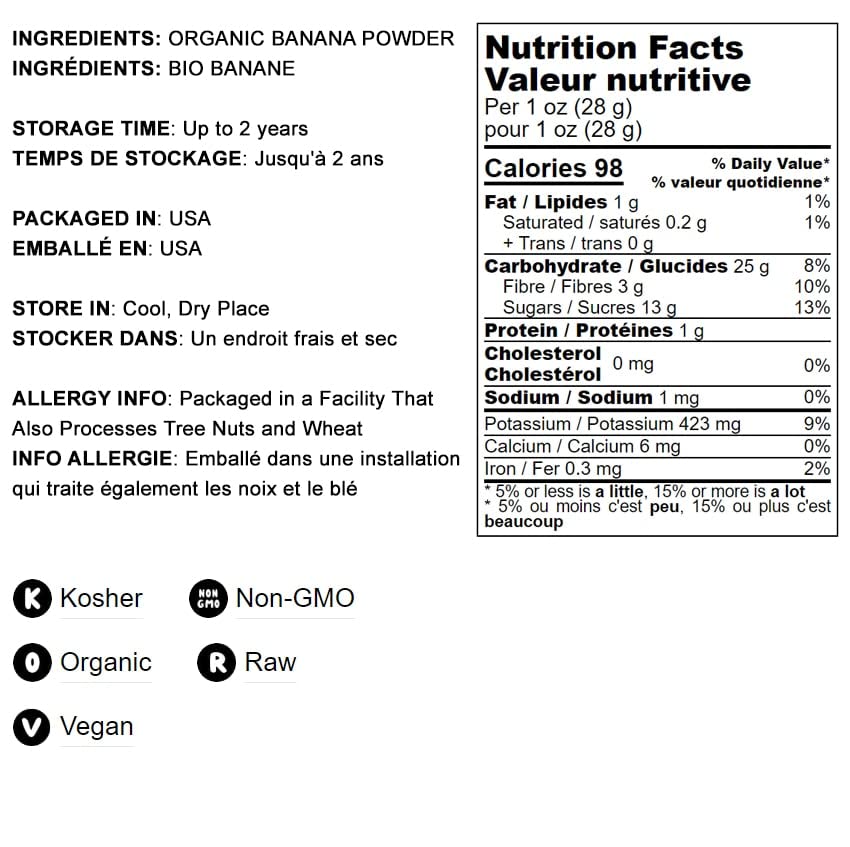 Organic Ripe Banana Powder 16 lbs - Non-GMO, Raw, Unsweetened, Vegan, Kosher | Bulk Dried Platano Flour | High in Fiber, Potassium & Copper | Perfect for Smoothies, Baking & Healthy Snacks