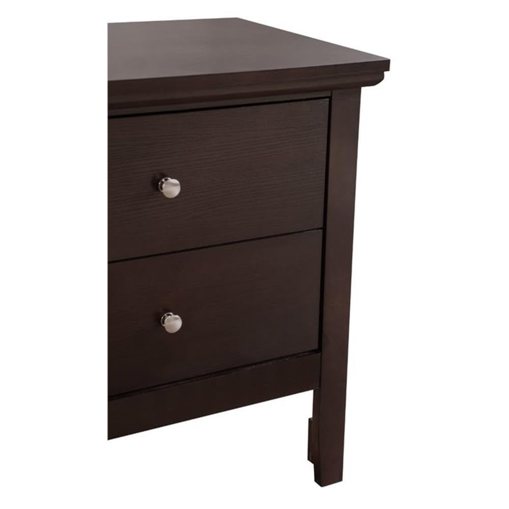 Glory Furniture Primo 2-Drawer Nightstand in Espresso Finish - Modern Bedside Table for Bedroom, Living Room & Office Storage