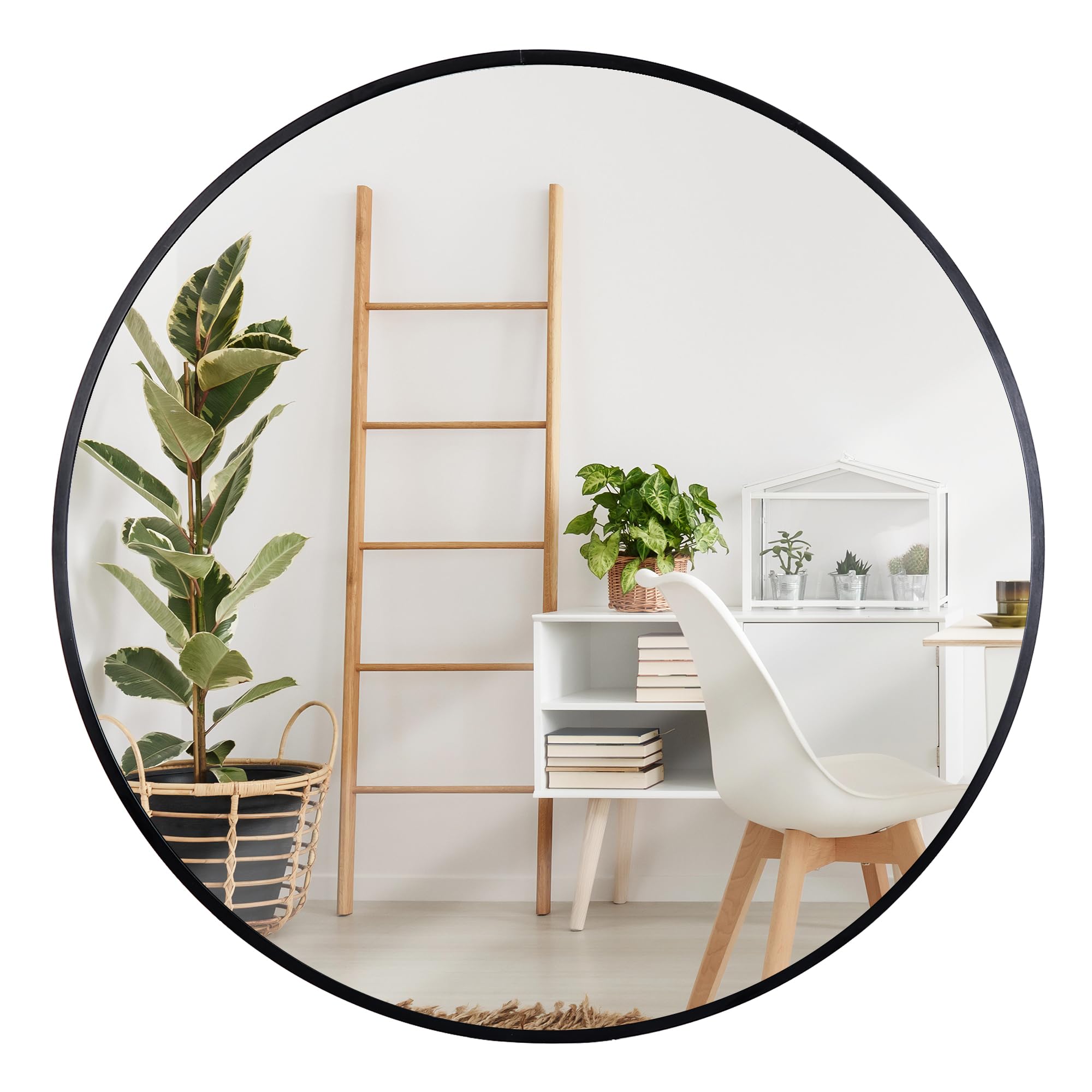 Smartxchoices 24 Inch Round Wall Mirror - Modern Metal Frame Circle Mirror for Bathroom, Bedroom & Living Room Décor | Vanity Mirror for Entryway & Washroom | Perfect for Home Decor & Selfie Background