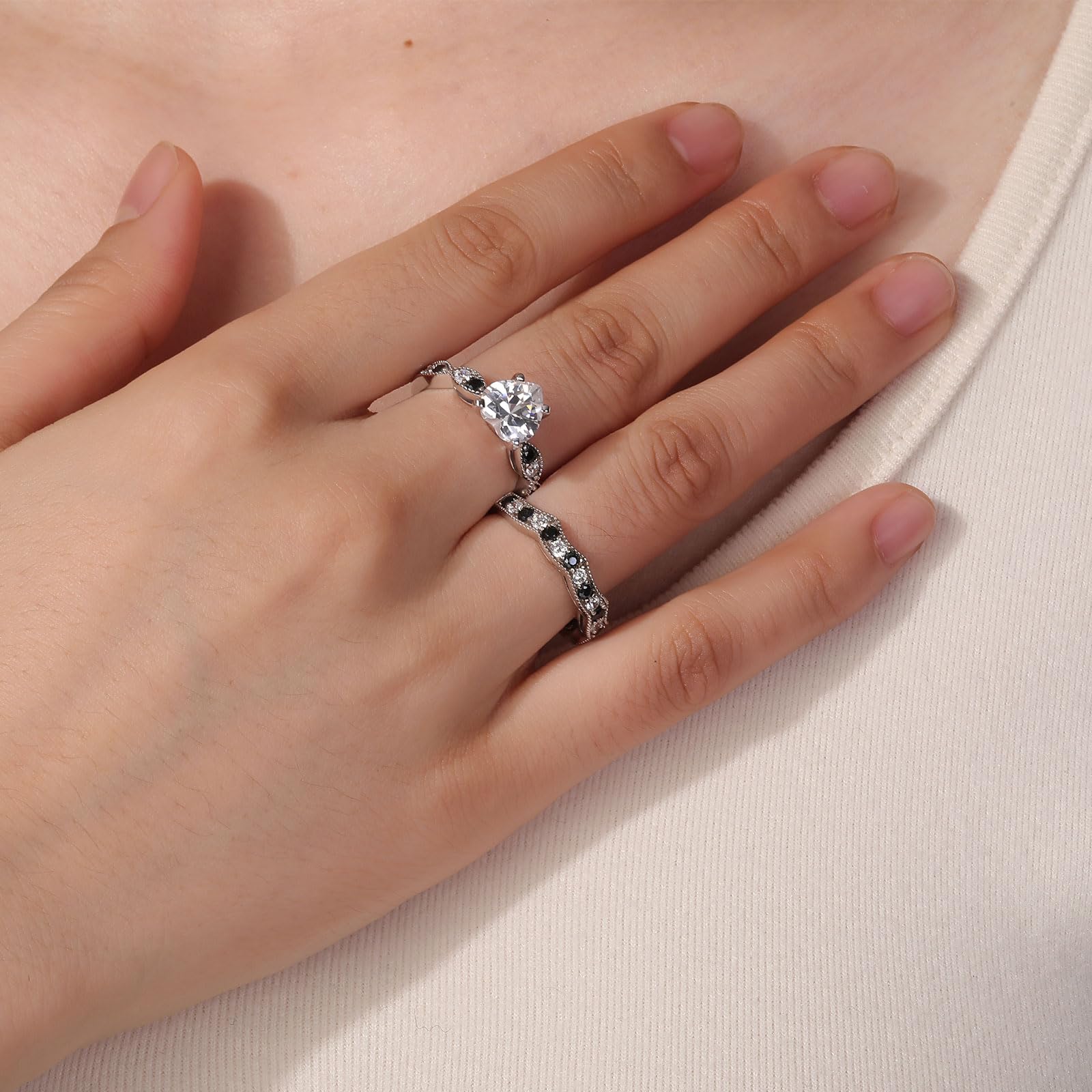 Jeulia 3 Carat CZ Solitaire Engagement Ring Set - Halo Milgrain Heart Cut Sterling Silver Wedding Band for Women | Perfect for Proposals, Anniversaries & Bridal Jewelry Collections