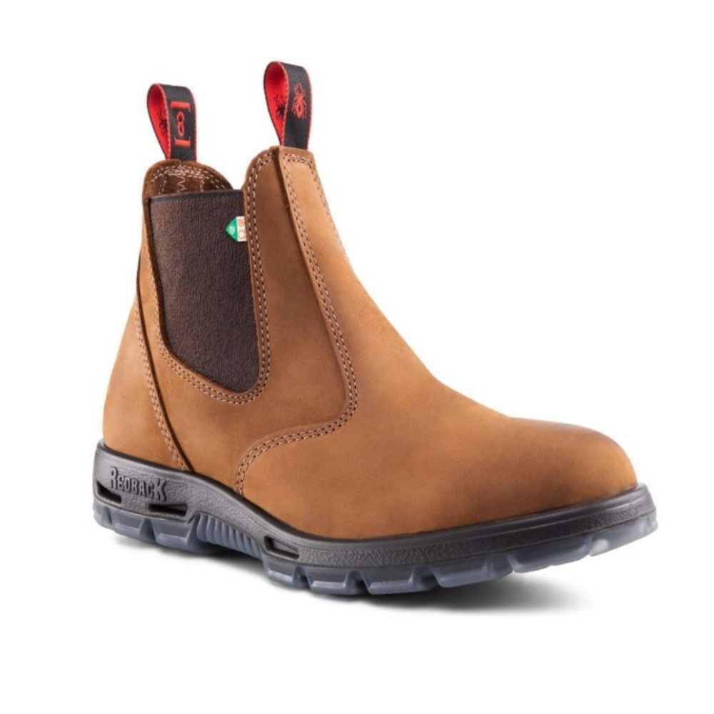 Redback Bobcat Unisex Slip-On Steel Toe Work Boots - Comfortable & Durable Safety Shoes for Construction, Warehouse & Industrial Work (PSBHT Tussock)