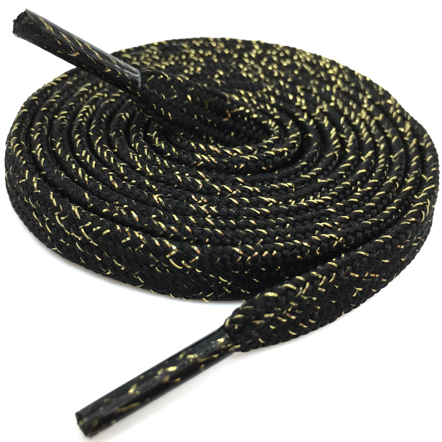 Premium DELELE Thick Flat Shoelaces - Gold & Silver Silk Woven Shoe Laces (2 Pairs) for Dress Shoes, Loafers & Formal Footwear - Elegant & Durable Laces for Men & Women