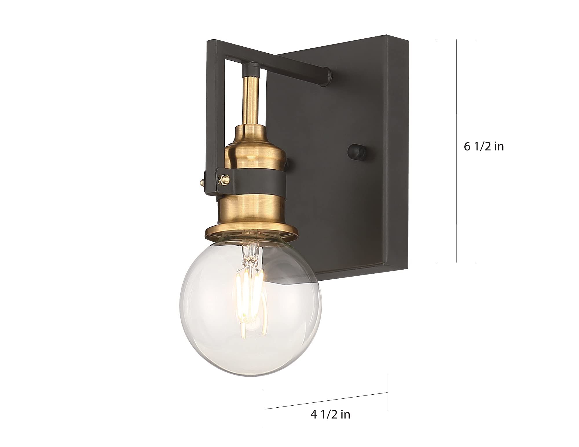 Nuvo 60/6971 Intention Vanity Light - Warm Brass & Black Finish - Single Light Bathroom Fixture for Modern Vanity Makeup Mirror Lighting