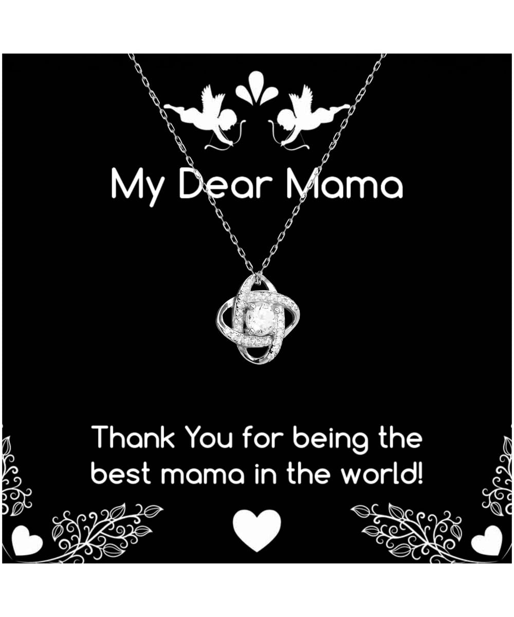 Elegant Sterling Silver Cubic Zirconia Love Knot Necklace - Perfect Mother's Day Gift from Son or Daughter | Thoughtful Birthday & Thank You Present for Mom | Best Mom Ever Jewelry for Special Occasions
