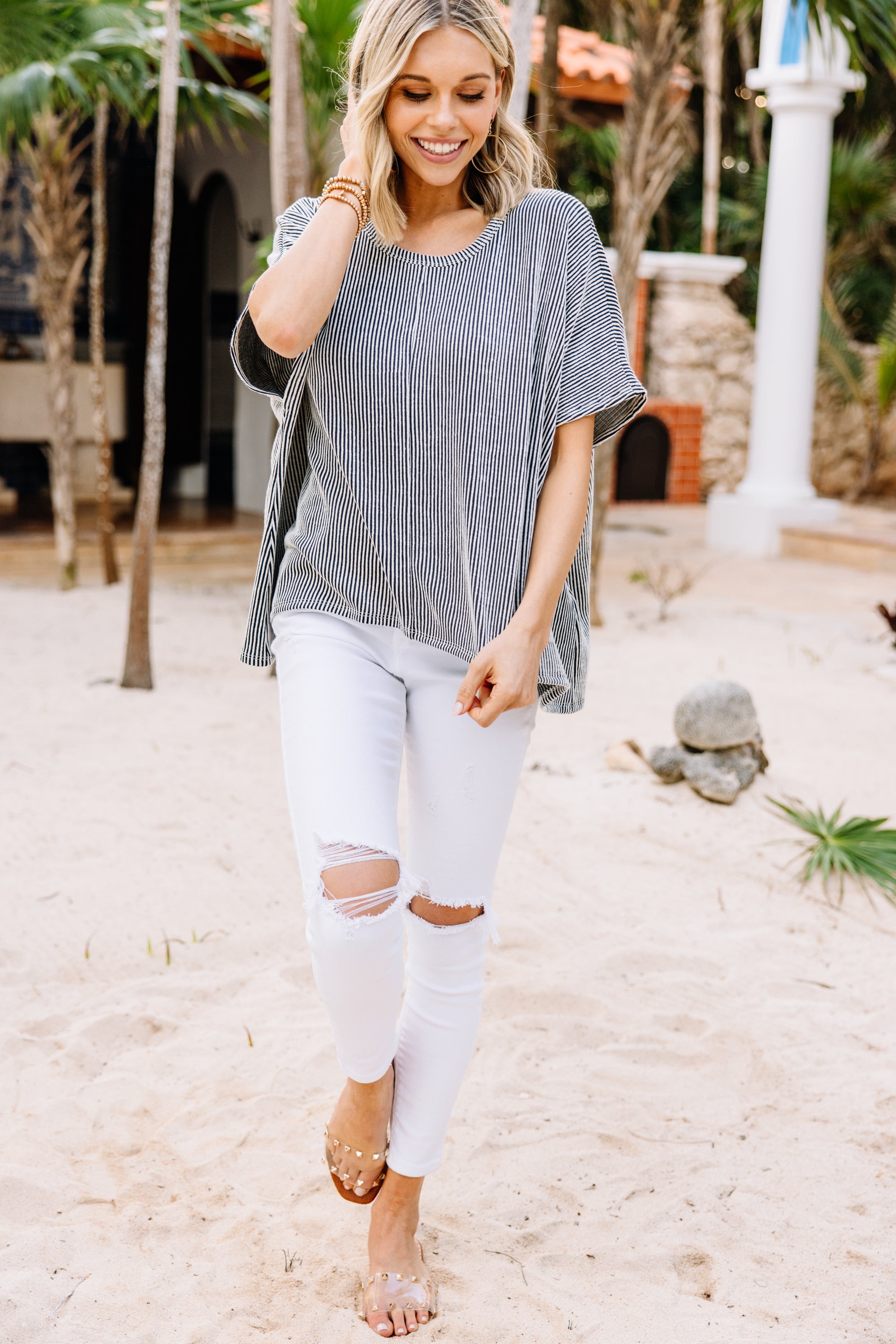 Confident Decisions Black Ribbed Top for Women - Stylish Slim Fit Stretch Knit Shirt - Perfect for Casual Wear, Layering & Everyday Outfits