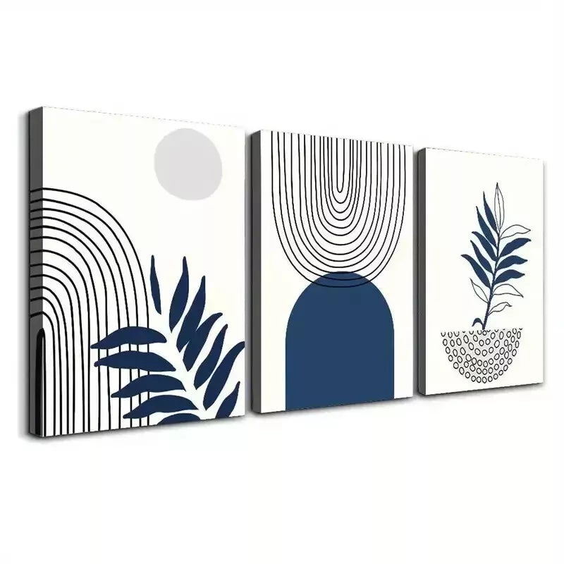 3-Piece Abstract Blue Canvas Wall Art Set - Framed 50x70cm (20x28in) - High Quality Print - 100% Australian Made - Ready to Hang - Perfect for Living Room, Bedroom & Office Decor