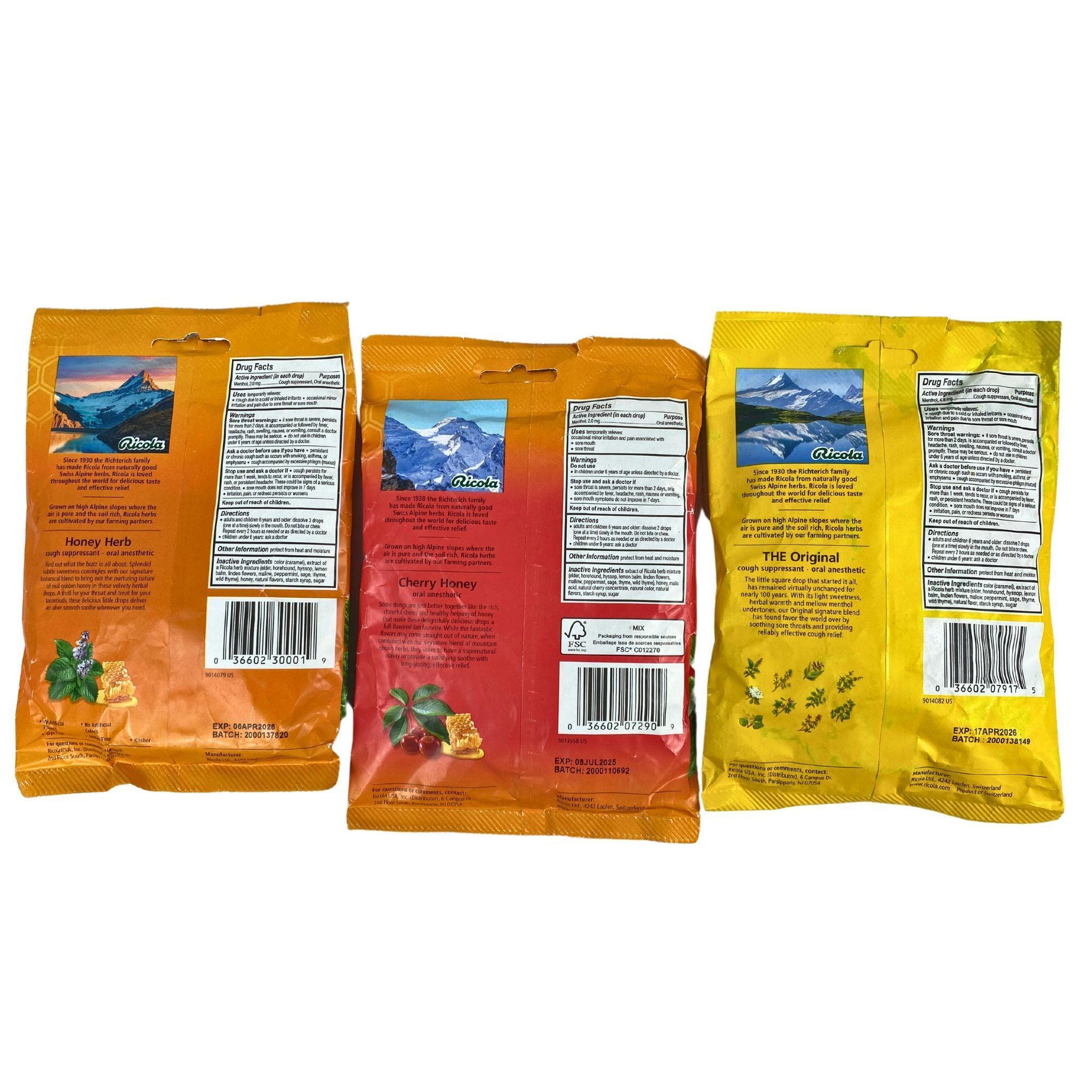 Ricola Herbal Cough Drops 21 & 24 Count - Natural Throat Relief for Adults & Kids - Great Tasting Honey Lemon Flavor (50 Pcs Bulk Pack) - Perfect for Travel, Office & Home Use