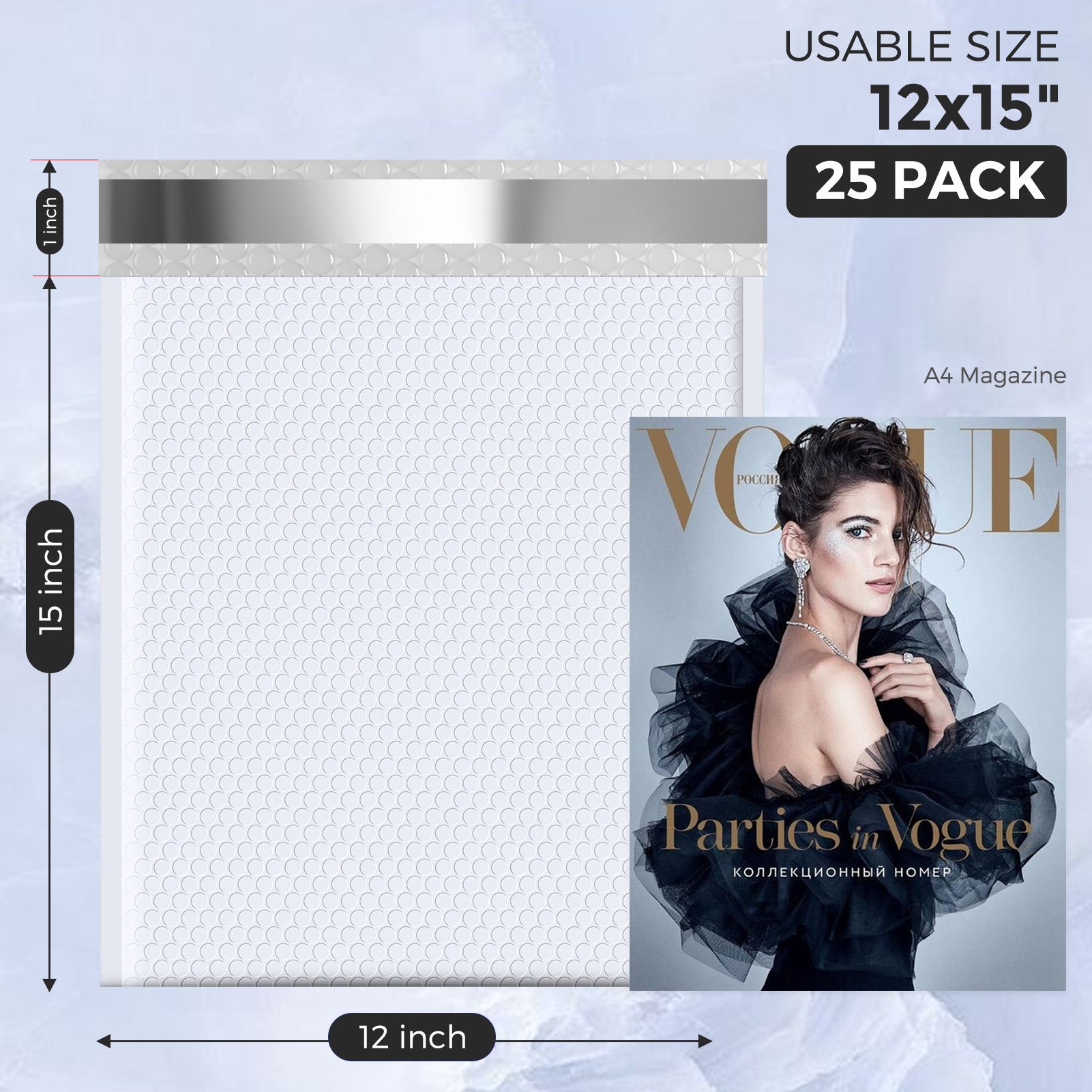 12x15 Inch White Bubble Mailer Padded Envelopes - Self-Sealing Shipping Envelopes for Ecommerce, Small Business & Mailing (Pack of 50) - Perfect for Shipping Jewelry, Crafts & Small Items