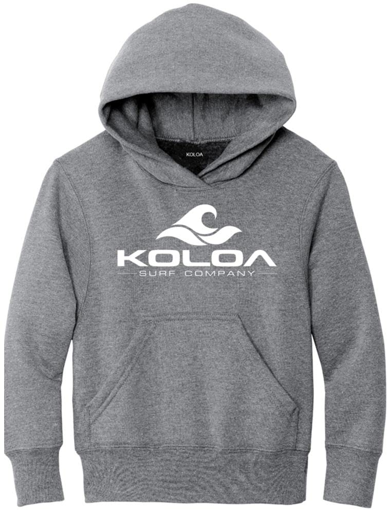 Joe's USA Koloa Wave Logo Youth Hoodies - Pullover Hooded Sweatshirts for Boys & Girls in 13 Colors | Soft Fleece Lining, Trendy Streetwear for School, Sports & Casual Outings
