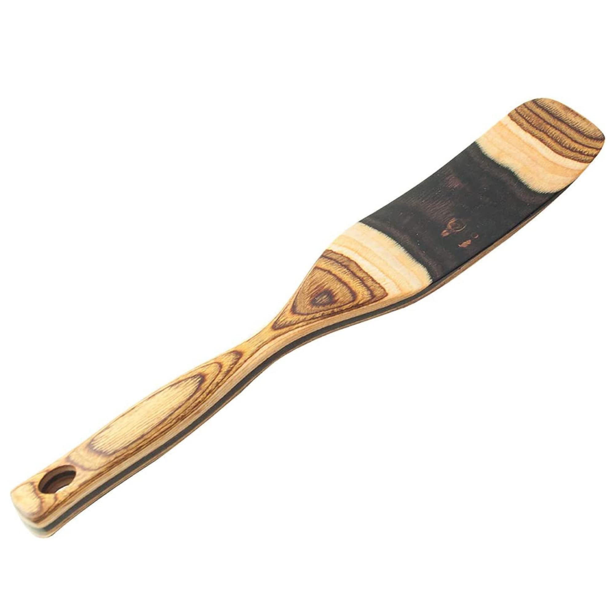Pakkawood 11 Inch Spurtle - Premium Island Bamboo Wooden Cooking Spoon - Natural Pakka Wood Utensil for Stirring, Mixing & Serving - Ideal for Soups, Sauces & Hot Dishes