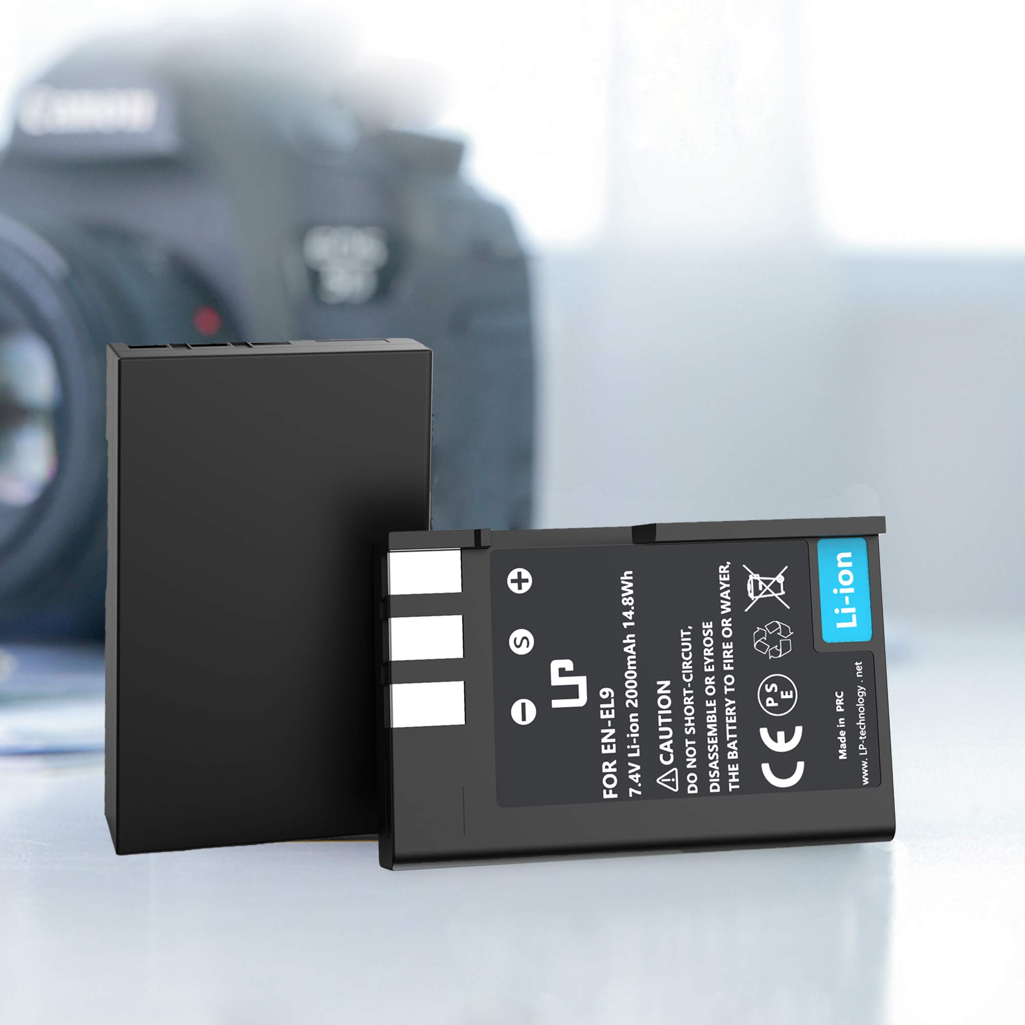 LP EN-EL9/EN-EL9a Replacement Battery 2000mAh - Compatible with Nikon D40/D40X/D60/D3000/D5000 Digital Cameras & MH-23 Charger - High Capacity Camera Battery for Travel Photography & Professional Shooting