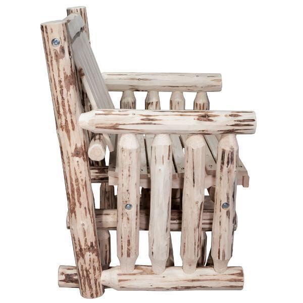Montana Log Single Seat Glider - Rustic Wooden Porch Swing Chair for Outdoor Relaxation | Perfect for Patio, Garden, Deck & Backyard Lounging