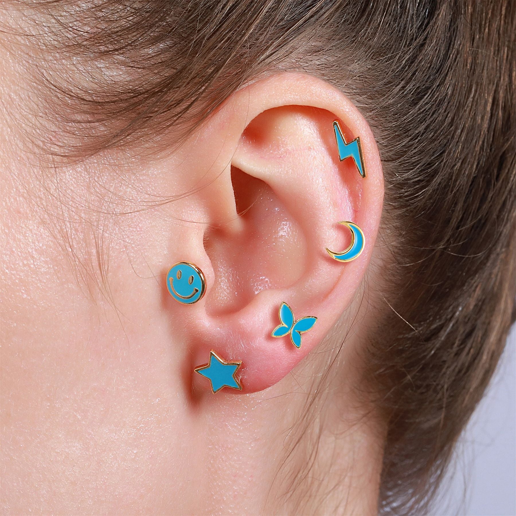 20G Multi Color Tiny Studs, Butterfly Studs, Tragus Studs - Hypoallergenic Earrings for Cartilage, Helix, and Lobe Piercings | Perfect for Daily Wear, Parties, and Gifts | EGD0228