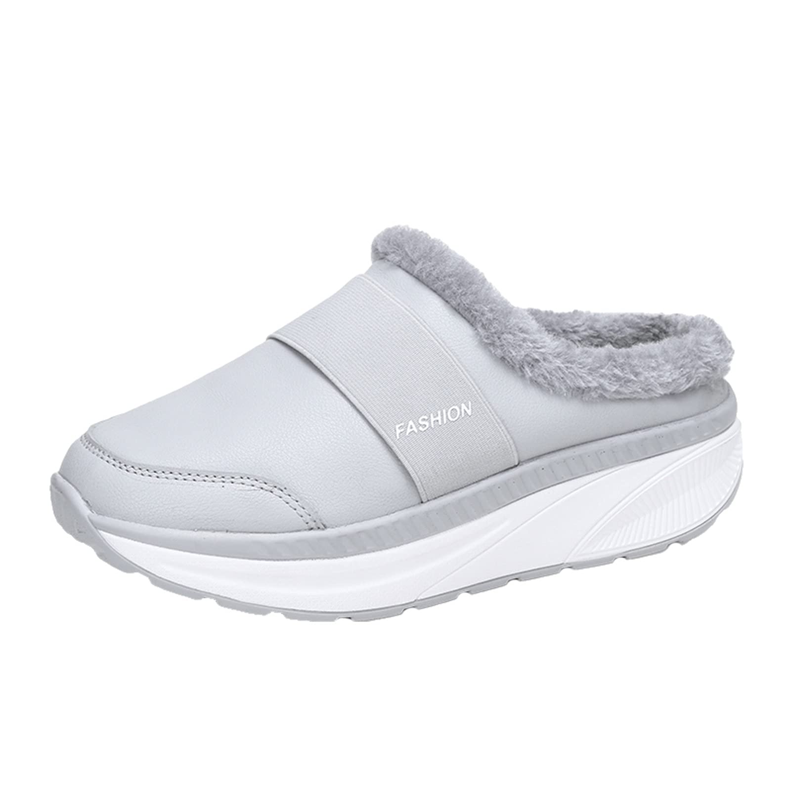 Women's Leather Round Toe Casual Shoes - Thick Sole Lightweight Walking Shoes for Women - Comfortable Slip-On Loafers for Office, Travel & Everyday Wear