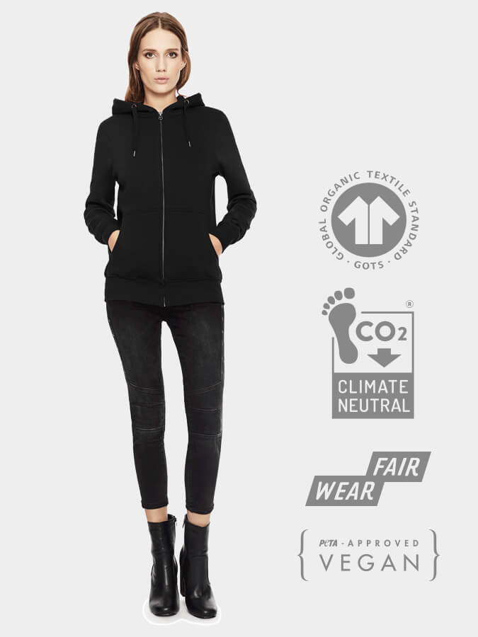 Women's Organic Cotton Zip-Up Hoodie for Yoga & Lounge - Comfortable & Eco-Friendly Yoga Studio Wear for Women