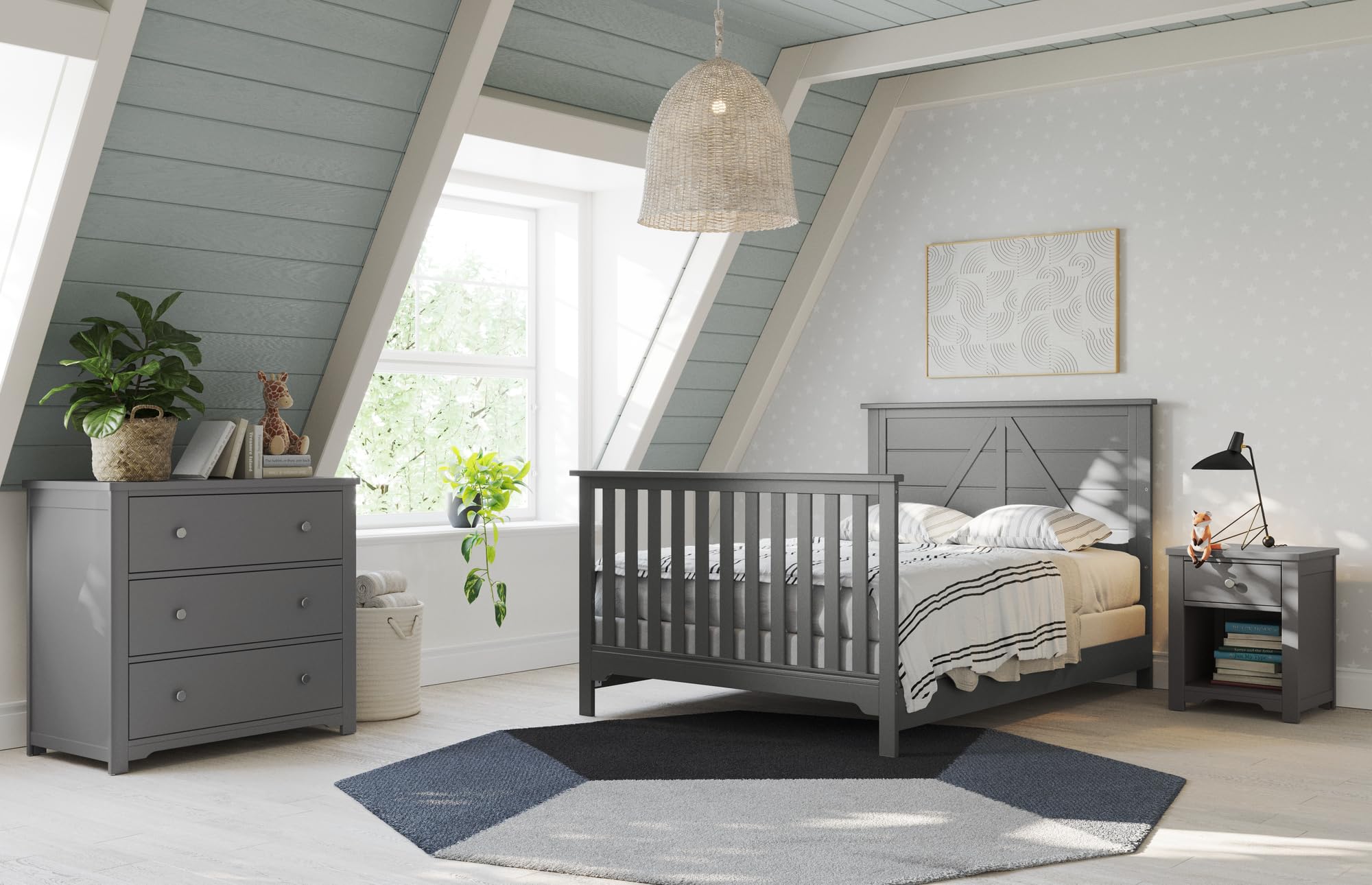 Child Craft Full Size Bed Rails – Converts Calder & Woodland 4-in-1 Convertible Crib to Full Bed | Sturdy Pinewood Construction | Non-Toxic Baby-Safe Finish (Brushed Pebble) | Perfect for Nursery Room Transition & Toddler Safety