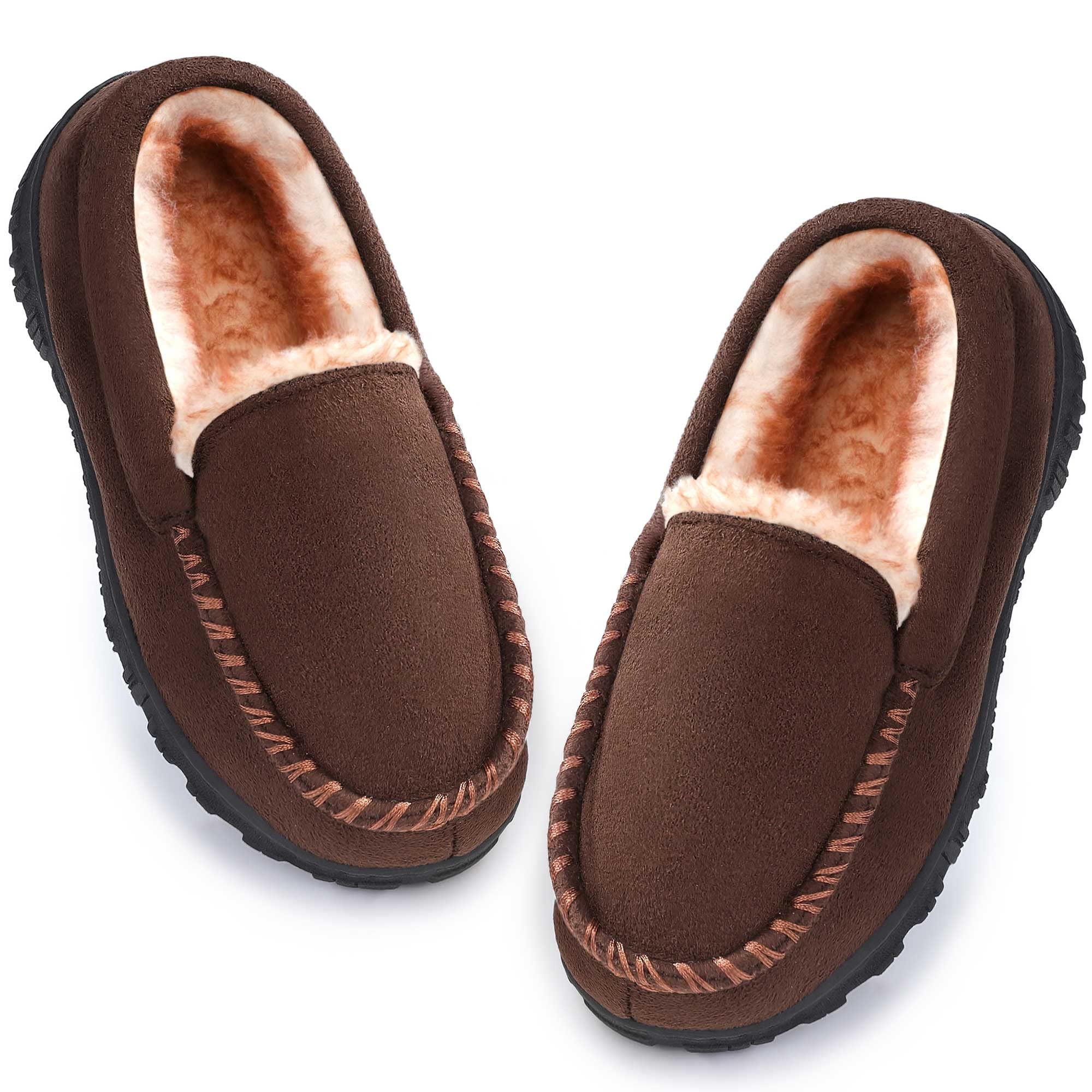 **Boys & Girls Memory Foam Moccasin Slippers - Non-Slip Indoor/Outdoor House Shoes for Kids - Perfect for Home, School & Playtime**