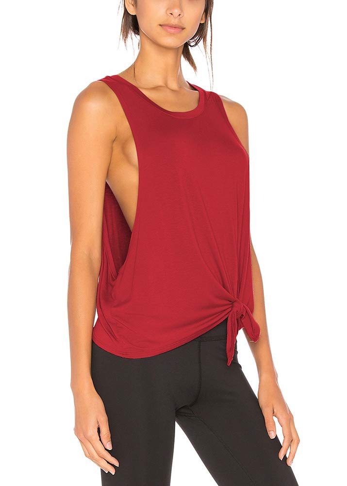 Bestisun Women's Sexy Workout Tank Tops - Yoga Clothes with Tie Knot Design, Breathable Athletic Gym Shirts & Stylish Crop Tops for Yoga, Gym, Running and Casual Wear