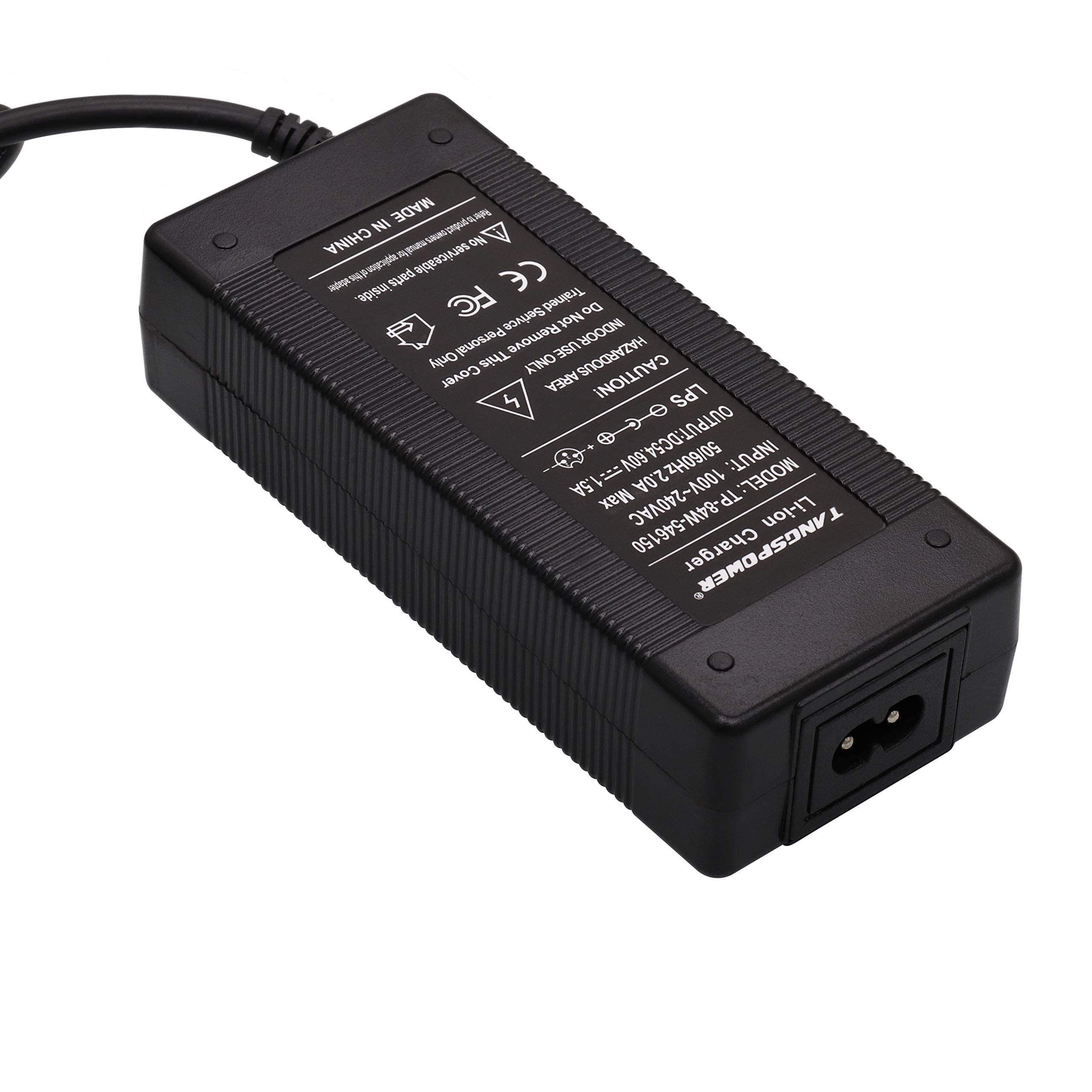 48V 54.6V Lithium Battery Charger - 48 Volt DC Power Supply Adapter with 5.5mm Round Plug for Rad Power Bikes, E-Bikes, Scooters & Electric Vehicles - Perfect for Home, Commuting & Outdoor Adventures