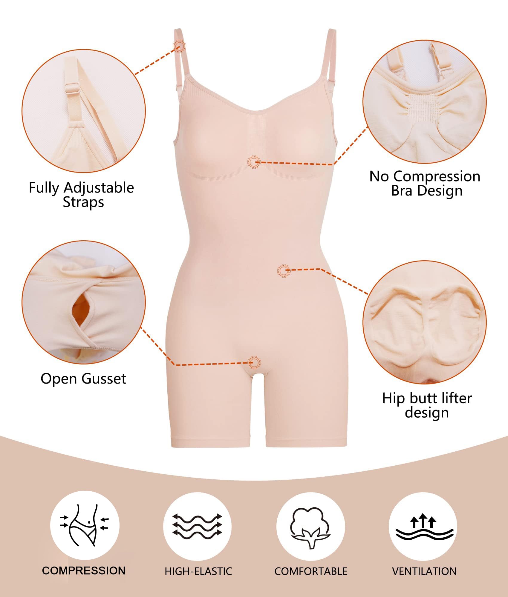 SHAPERX Women's Shapewear Bodysuit - Tummy Control Seamless Body Shaper for Waist Sculpting & Slimming | Perfect for Everyday Wear, Special Occasions & Postpartum Recovery