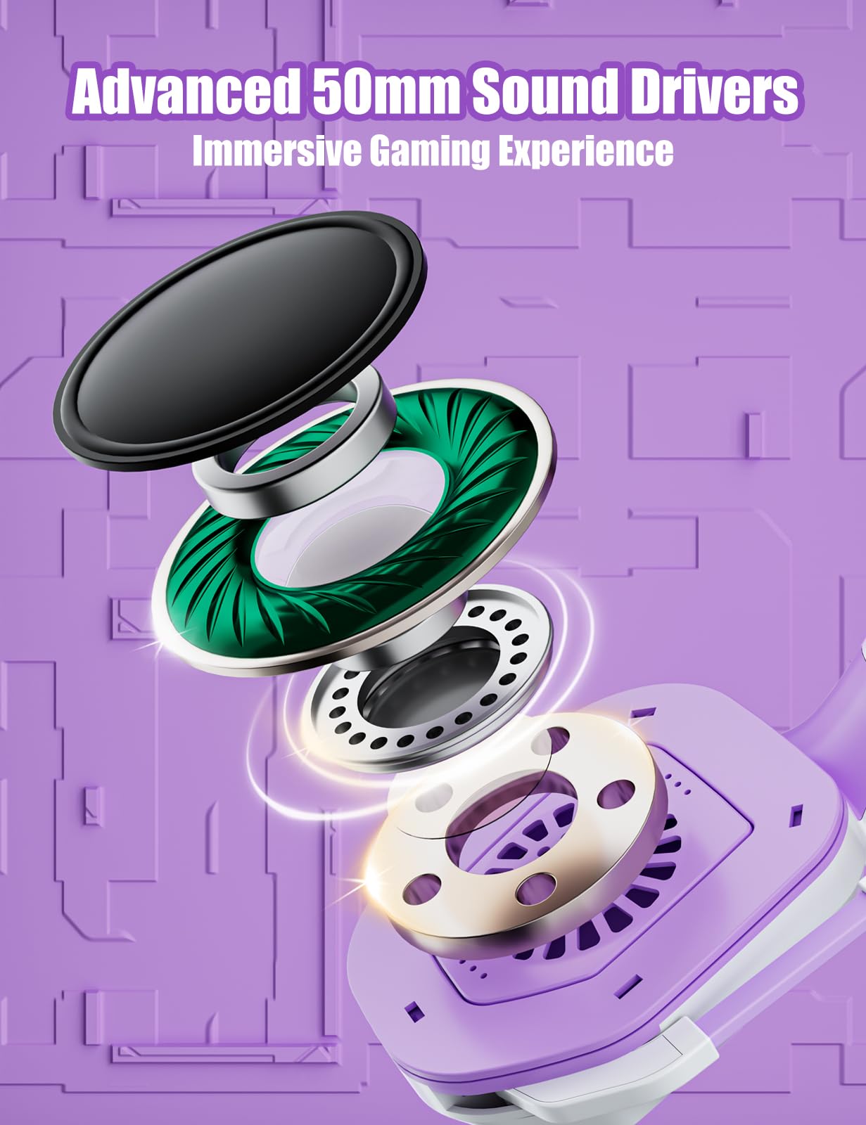 ZIUMIER Purple Gaming Headset with Microphone - Noise Canceling Over-Ear Headphones with Detachable Cat Ears, RGB Lights & Stereo Surround Sound for PS4, PS5, Xbox One, PC & Laptop - Perfect for Gaming, Streaming & Online Classes